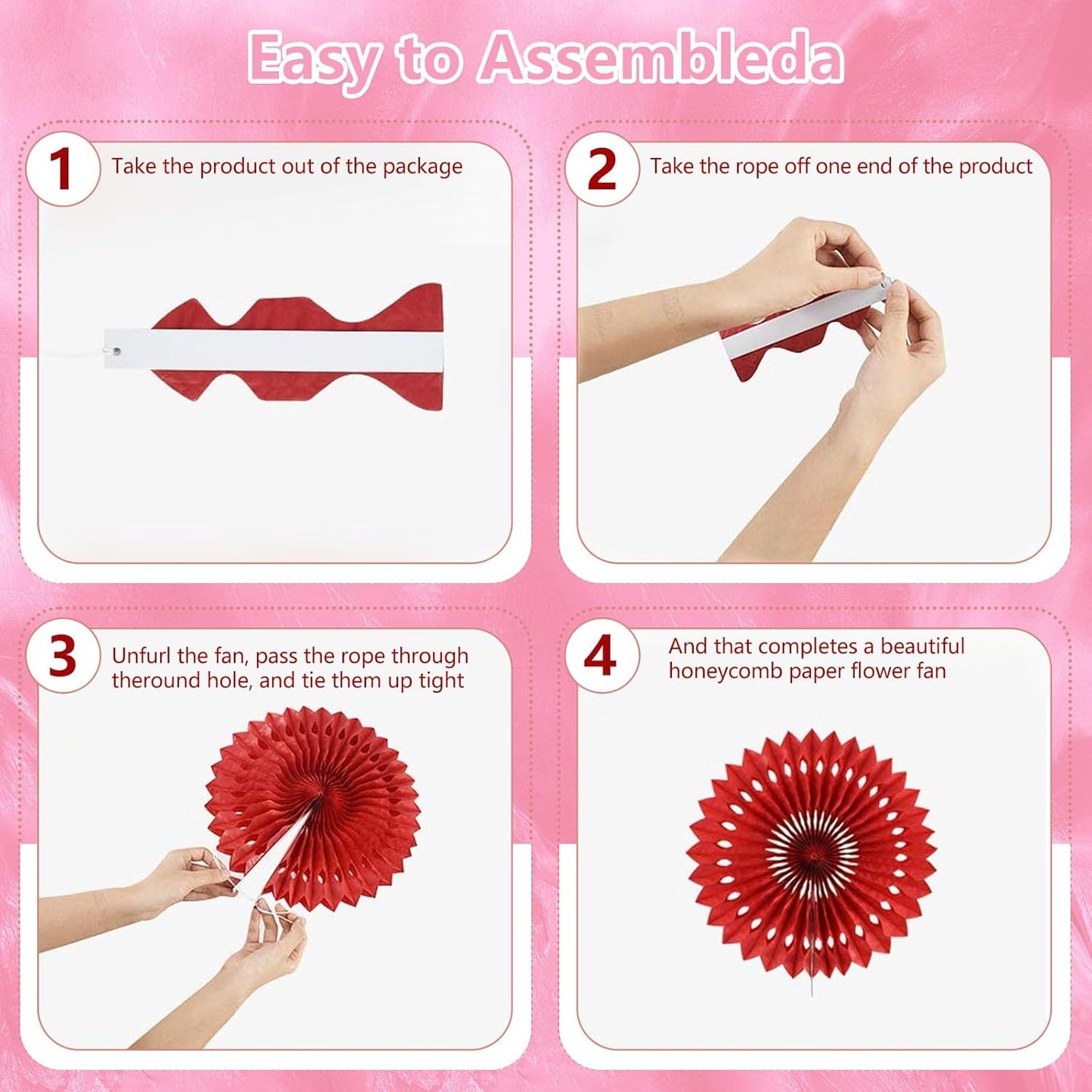 20 Pcs Pink Hanging Paper Fan, Hanging Honeycomb Round Paper Fans for Weddings, Birthdays, Christmas, Baby Showers, Classroom, Events Ceiling Party Supplies Decorations