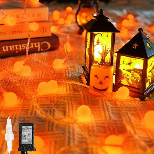 Connectable Orange Halloween Lights Outdoor Indoor - 43FT 100LED Globe String Lights Plug in with Timer, 13 Modes Fairy Light Waterproof for Party Halloween Decorations Bedroom Decor
