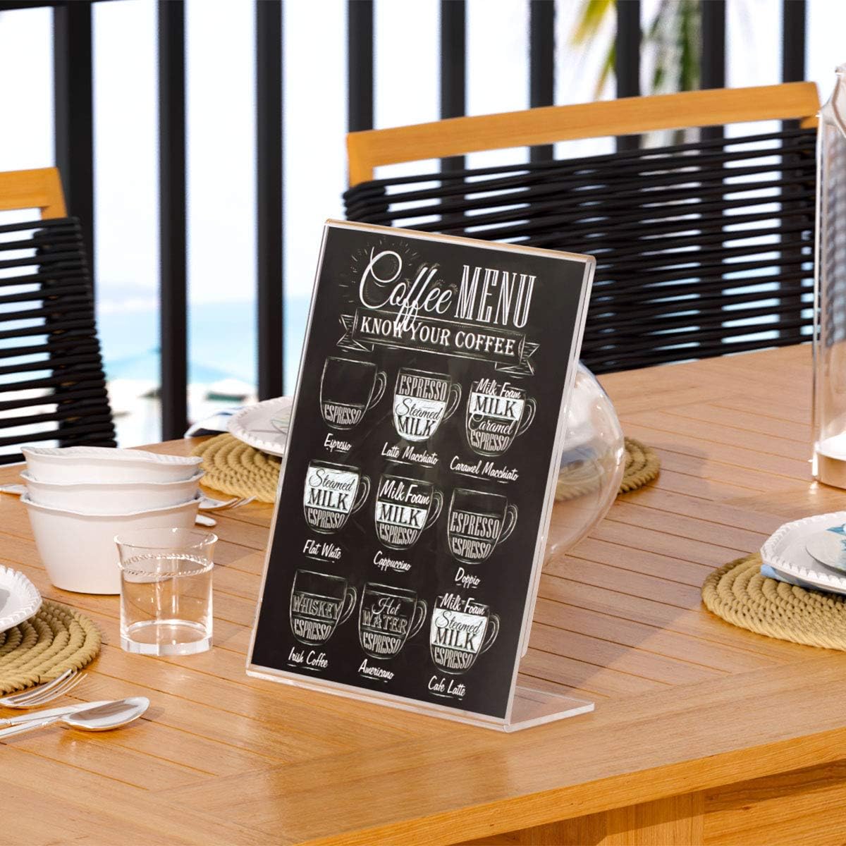 NIUBEE 6Pack Slant Back Acrylic Sign Holder 4x6 inches, Clear Vertical Picture Frames, Desktop Flyer Holder Document Holder Paper Display Stand