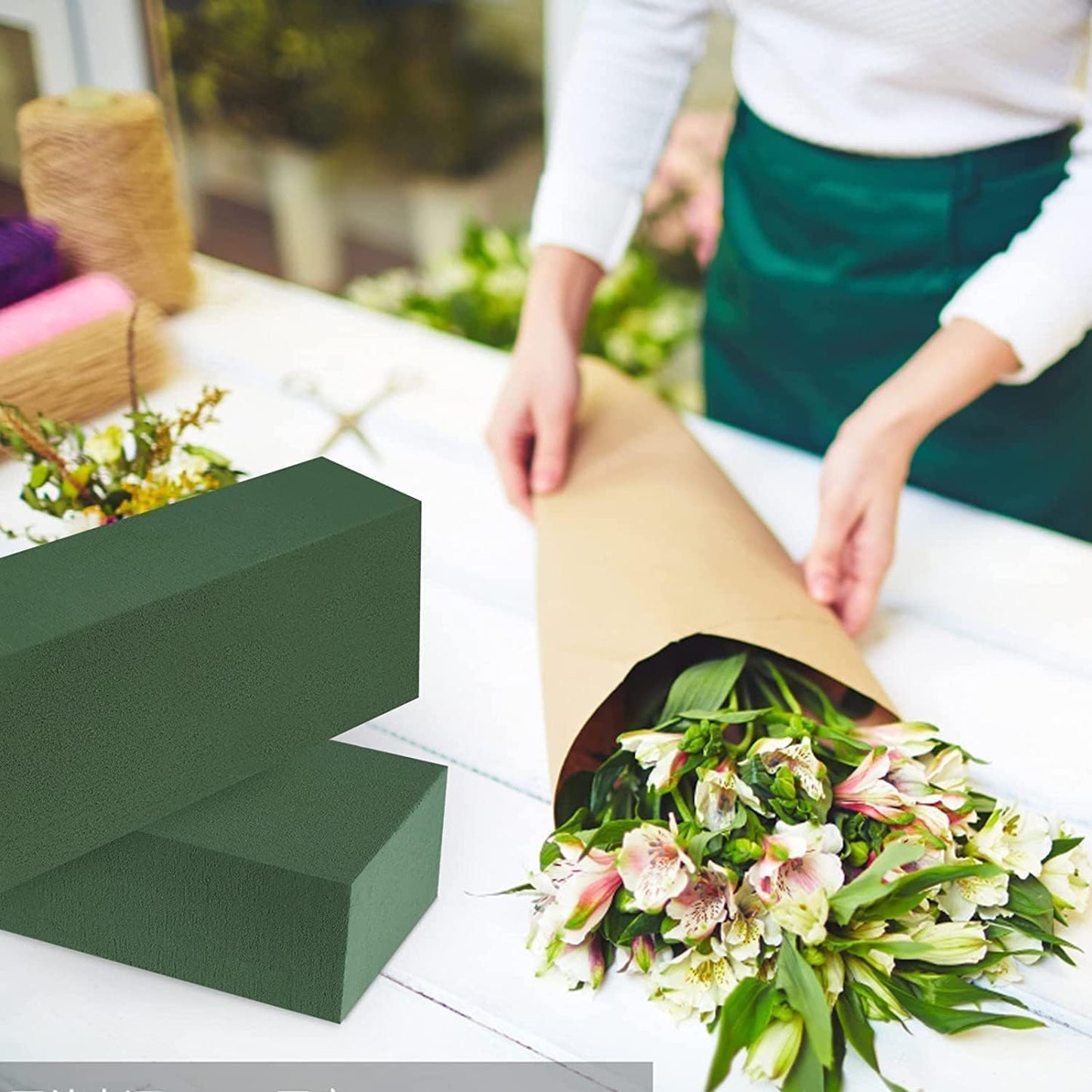 6 Pcs Floral Foam, Wet and Dry Floral Foam Blocks Flower Arrangement Kit for Fresh or Silk Artificial Flowers (Green, 6" L x 3" W x 2.5" H)