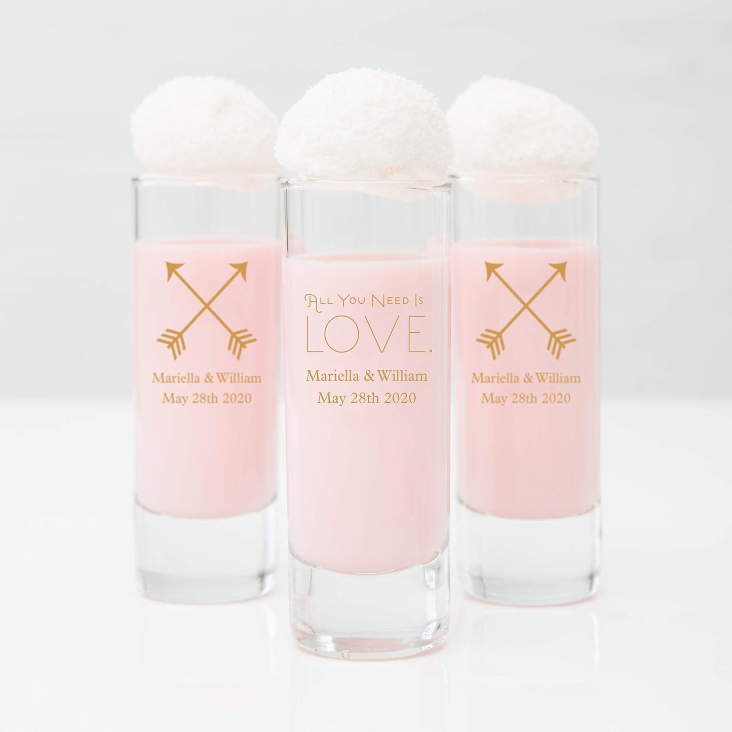 WEDDINGSTAR Personalized 2.5oz Tall Shot Glass Customizable Full Color Print - 60 pack