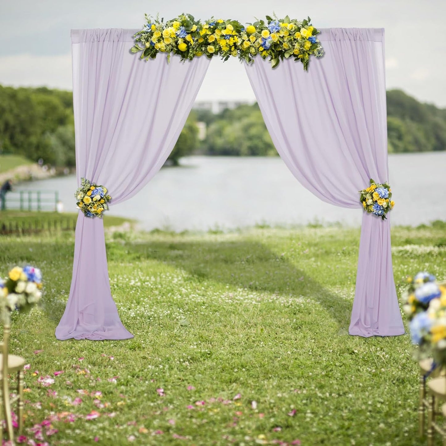 DUOBAO Silver Gray Curtains for Living Room Set of 2 Chiffon Curtain Window Voile Panels/Drapes/Treatment for Bedroom Office Banquet Room (2pcs 29x120 Inches)