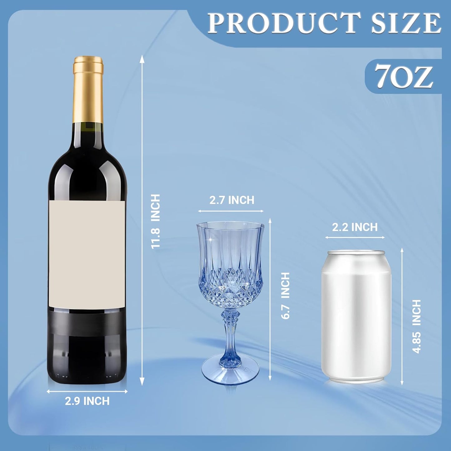 Plastic Wine Glasses，Plastic Goblets Vintage Style Cordial Drinking Glasses for Wedding Reception, Grand Event Party Supplies (100, Blue)