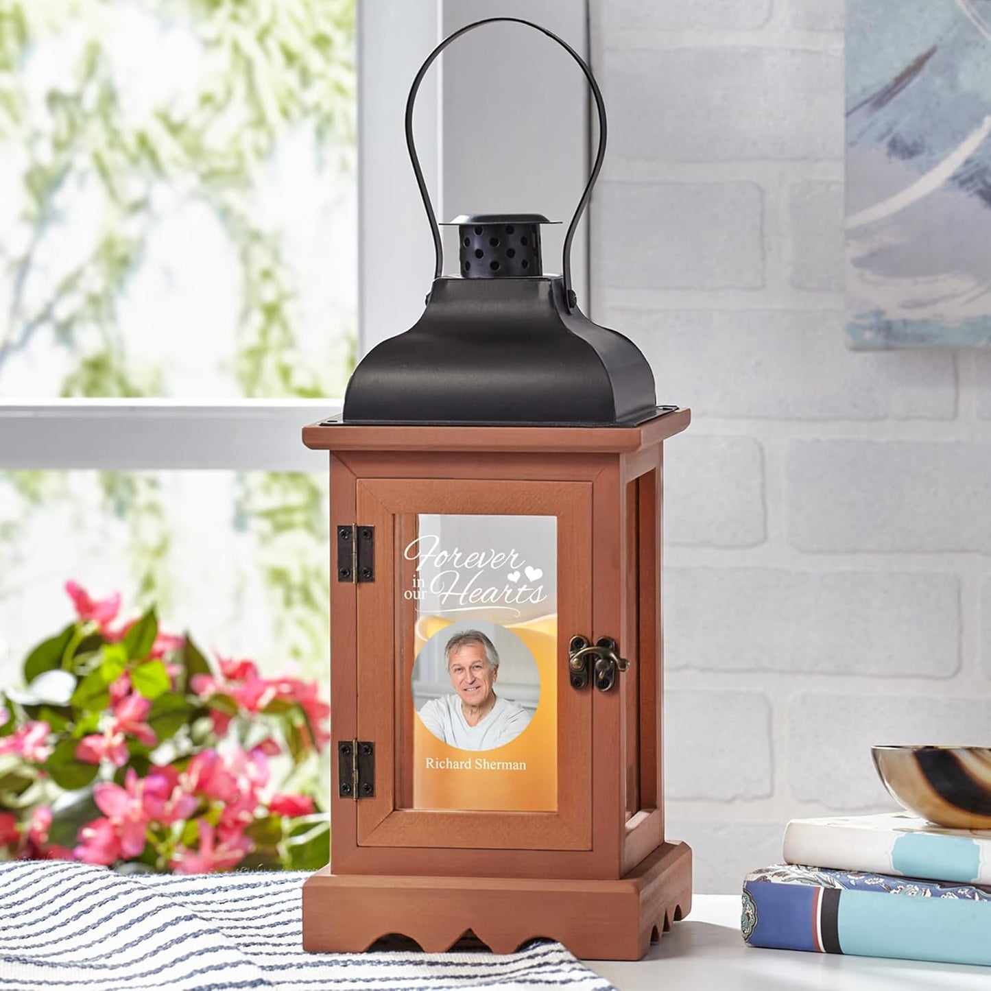 Let's Make Memories Personalized Memorial Lantern - Sympathy - Condolences - in Memory - LED Candle - Automatic Timer - Wood/Metal - in Our Hearts