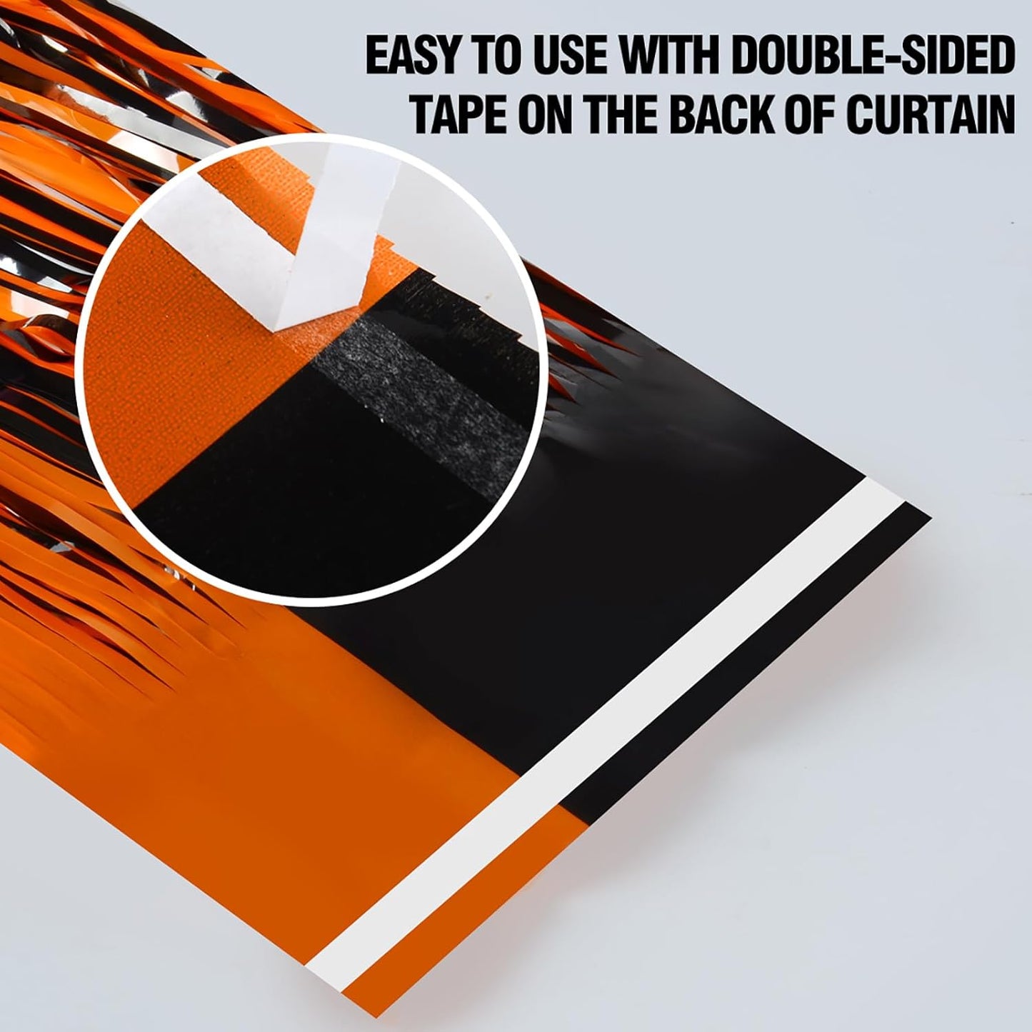 Halloween Party Decorations Tinsel Foil Fringe Curtains Party Backdrop, Melsan 3.2 x 8 ft Streamer Backdrop Tinsel Curtains for Birthday, Graduation, Halloween Party Decor - Pack of 2