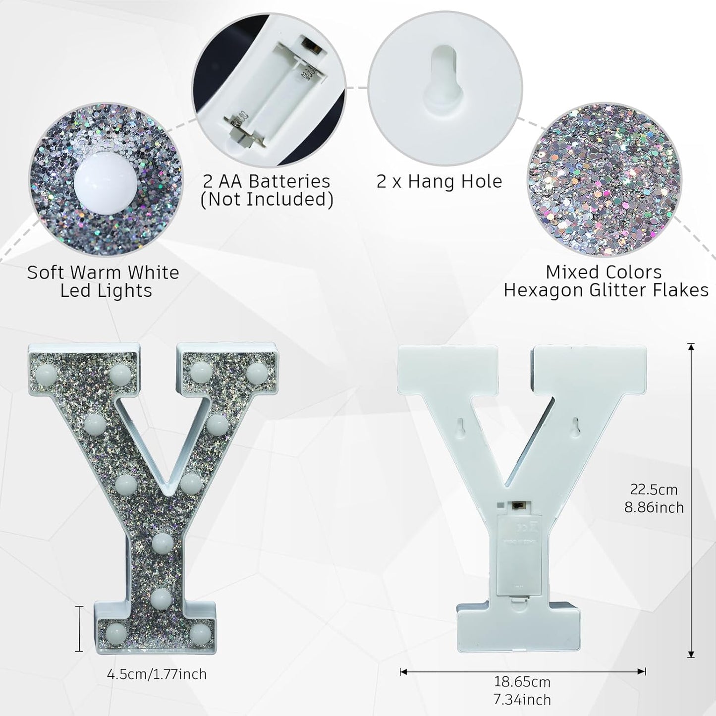 NW LIGHT Marquee Light Letters for Table Decorations, Glitter Light Up Signs for Prom, Events, or Engagement Party Decor, Featuring Alphabet & Number Lighted Letters