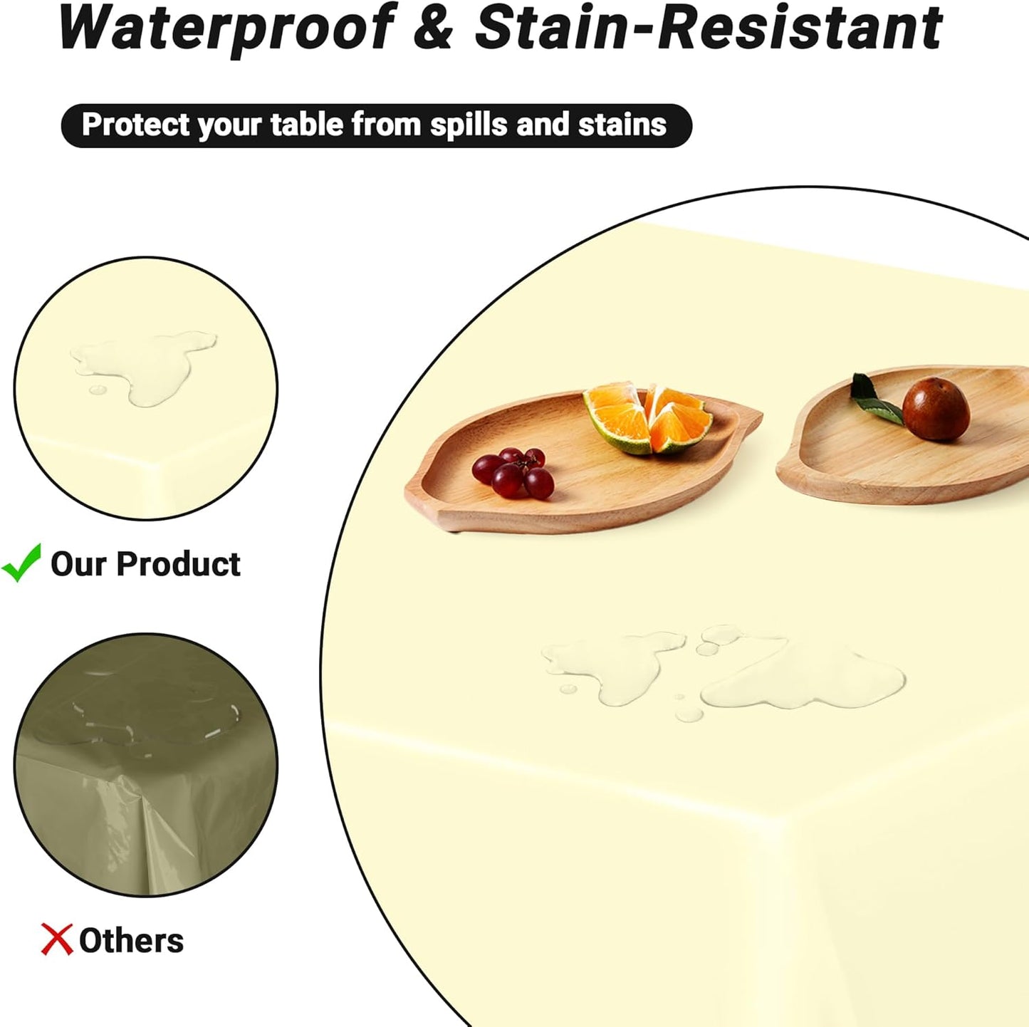 QZYL 4 PCS Picnic Table Cover, 54 x 108 Inches Plastic Disposable Tablecloth, Ivory Smooth Rectangle Tablecloth, Indoor or Outdoor Parties Birthdays Wedding Decor, Leakproof and Waterproof