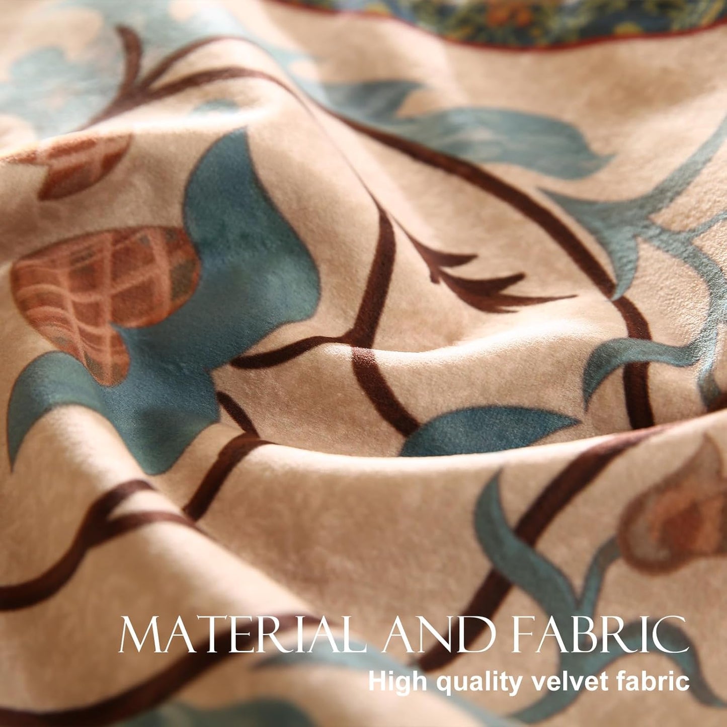 patdrea Designer Casual Wild Floral Velvet Table Runner 102 Inch Long, Brown Occult Bouquets Pattern Table Mat, Decoration for Kitchen Dining Coffee Table Cabinet Banquet Thanksgiving,12"*102"