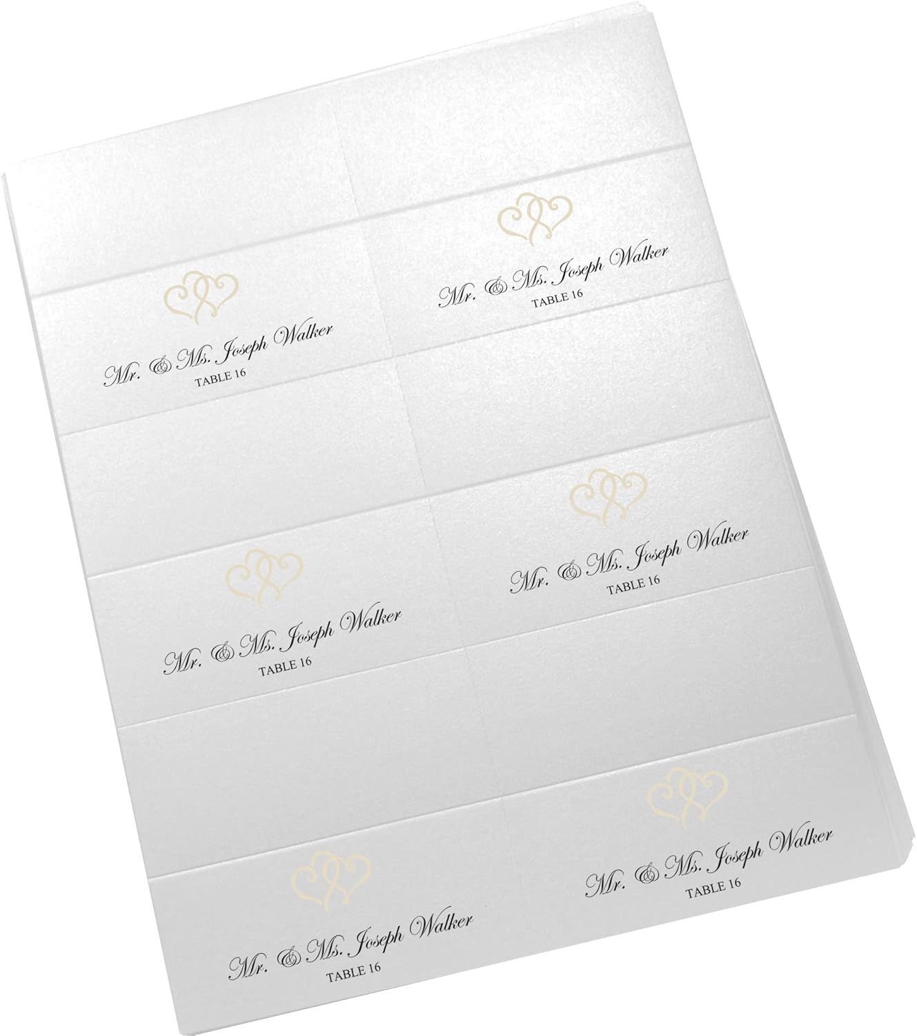 Linked Hearts Printable Place Cards, Ivory (Choose Color), Set of 60 (10 Sheets), Laser & Inkjet Printers - Wedding, Party, Dinner, and Special Events - Made in the USA