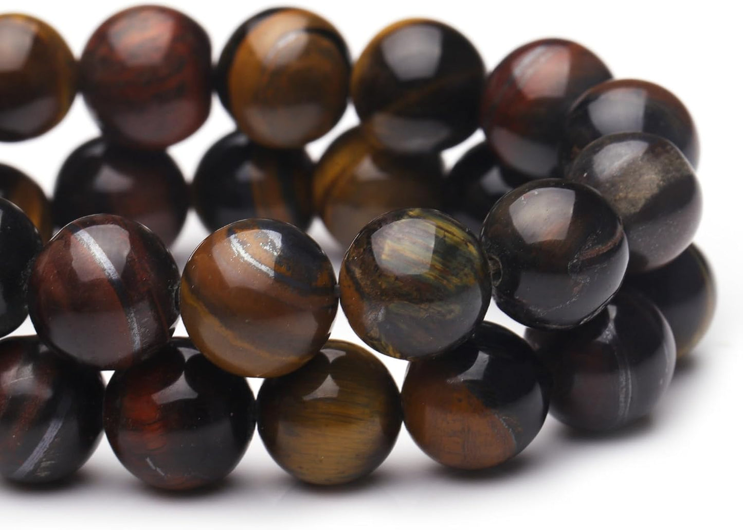 8mm Natural Stone Beads for Jewelry Making,Colorful Tiger Eye Polished Smooth Round Gemstone Beads for Bracelet Necklace 15 Inch