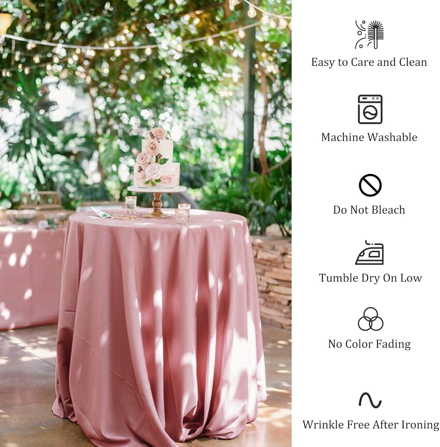 8 Pack Premium Round Tablecloth 90 Inch Round Table Covers Bulk Washable Polyester Fabric Round Table Clothes for Wedding Party Reception Banquet Buffet Restaurant (Dusty Rose, 90 Inch)