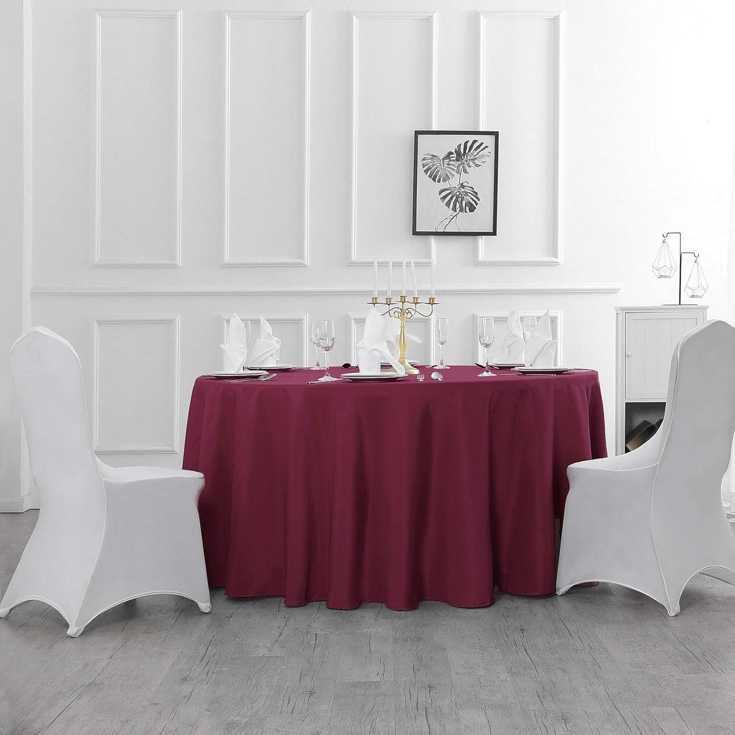108 inch Round Tablecloth Washable Polyester Table Cloth Decorative Table Cover for Wedding Party Dining Banquet（108 inch,Burgundy）