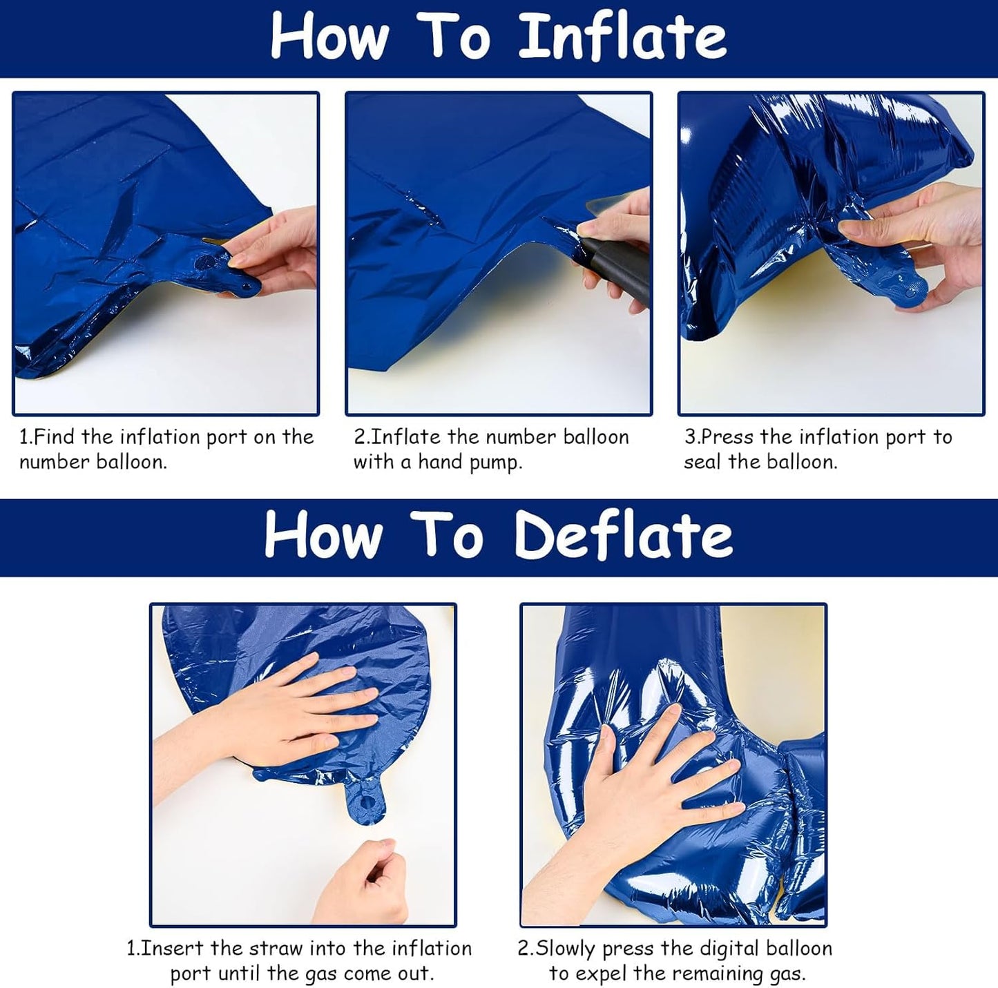 Navy Blue Number 3 Balloon, 40In Large Dark Blue Foil Number Balloons Set 0-9 for Women, Self Inflating Royal Blue Digital 3 Helium Balloon for Boys 3rd Birthday Party Decorations Supplies