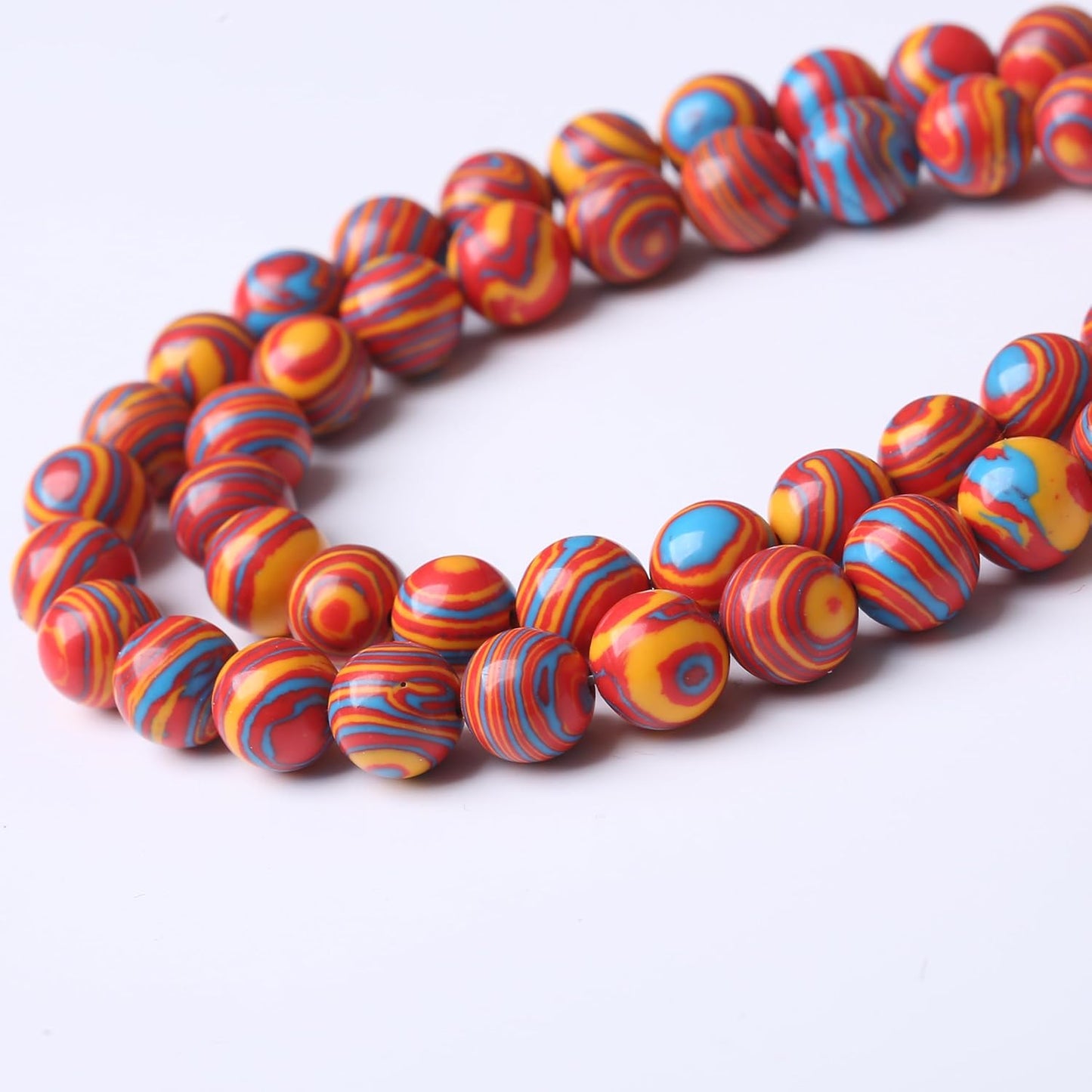 Red Yellow Blue Peacock Turquoise Stone Beads Gemstone Round Crystal Energy Jade Beads Stone Beads for Jewelry Making DIY Bracelet Necklace Jewelry Making 1 Strand 15.5inch 31PCS 12MM