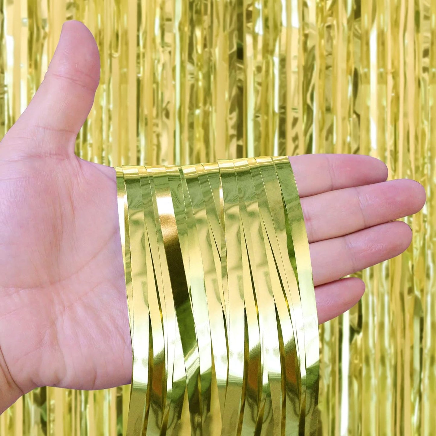 2 Pack Light Green Fringe Curtains Foil Shiny Fringe Backdrop Tinsel Door Streamers Foil Curtains for Birthday Wedding Engagement Bridal Shower Celebration Party Decorations Large