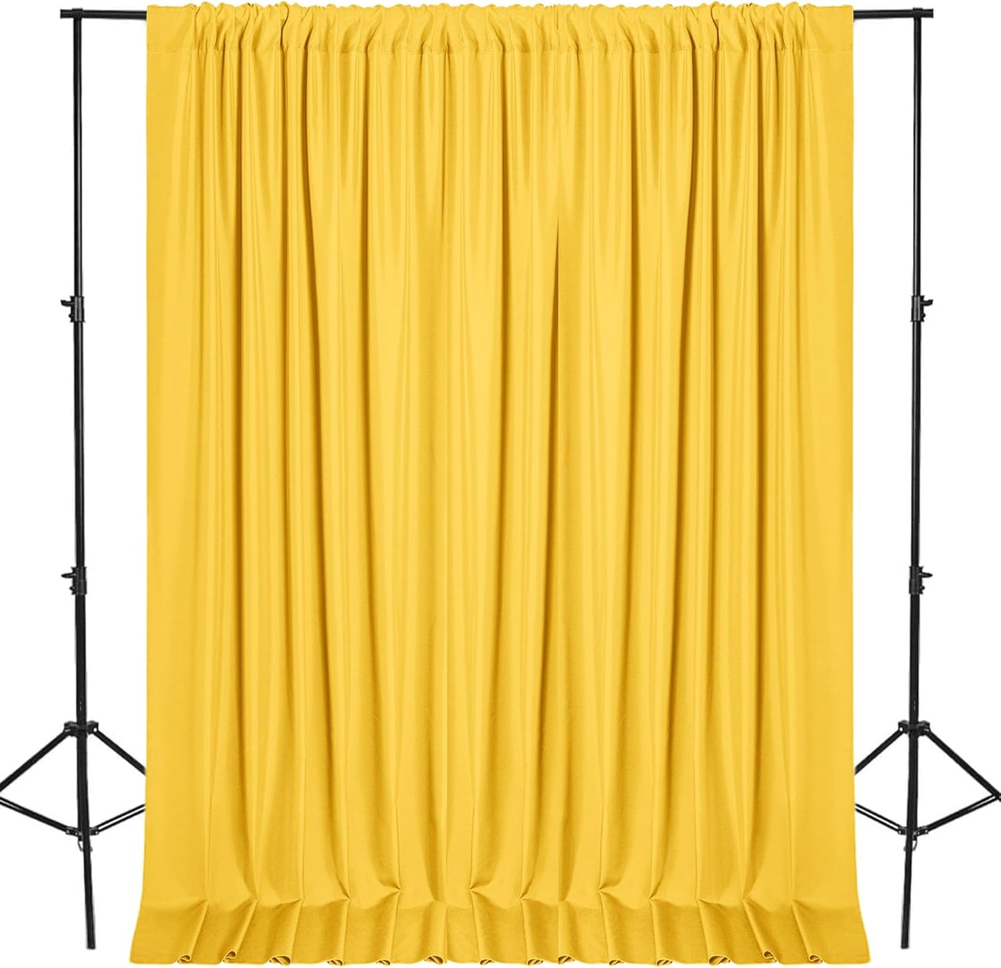 DWCN 10x10 FT Backdrop Curtains for Parties, Photography Backdrop Drapes with Rod Pockets for Wedding Decorations Stage Birthday Family Gatherings, 2 Panels 5ft x 10ft, Yellow