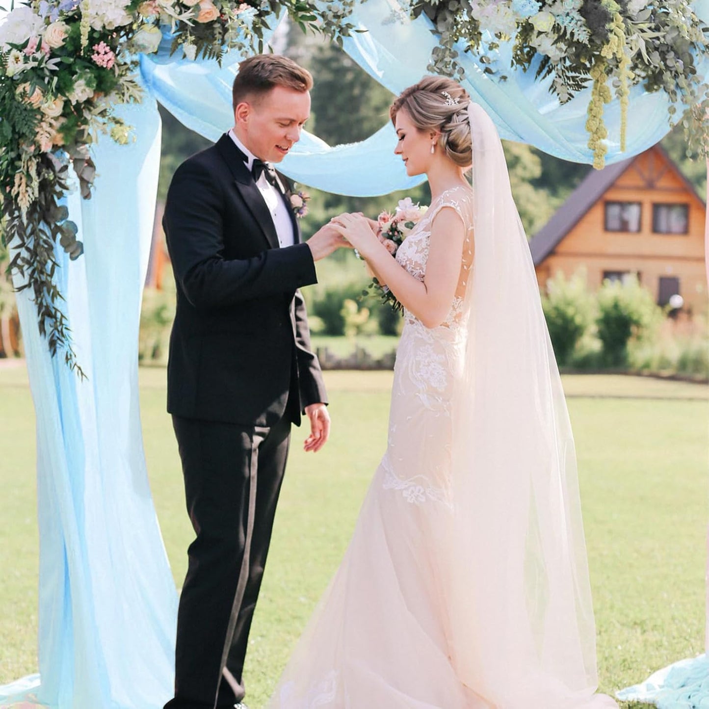 10 Pack 10ft Baby Blue Chiffon Table Runners Wedding Table Runner Sheer Romantic Tulle Table Runner for Christmas Wedding Bridal Tea Party Baby Shower Birthday Party Table Decorations(120 x 12 in)