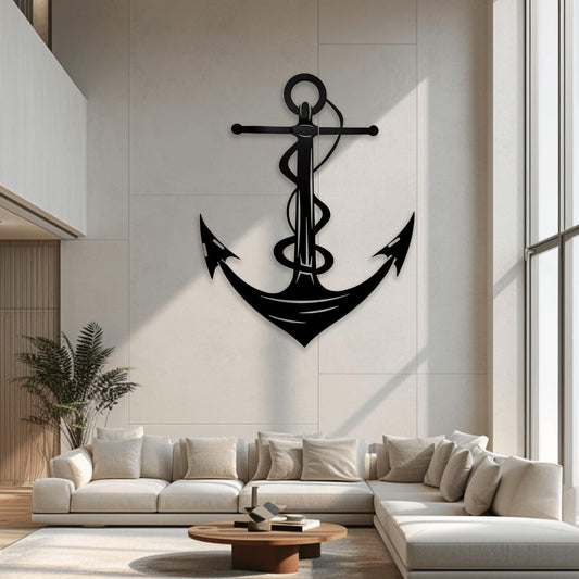 XXQ Anchor Metal Wall Decor, Anchor Metal Wall Art for Bedroom Living Room Dorm Antique Anchor Wall Decor Antique Metal Anchor Farmhouse Decor (Black, 24" x 35" / 60 x 90cm)