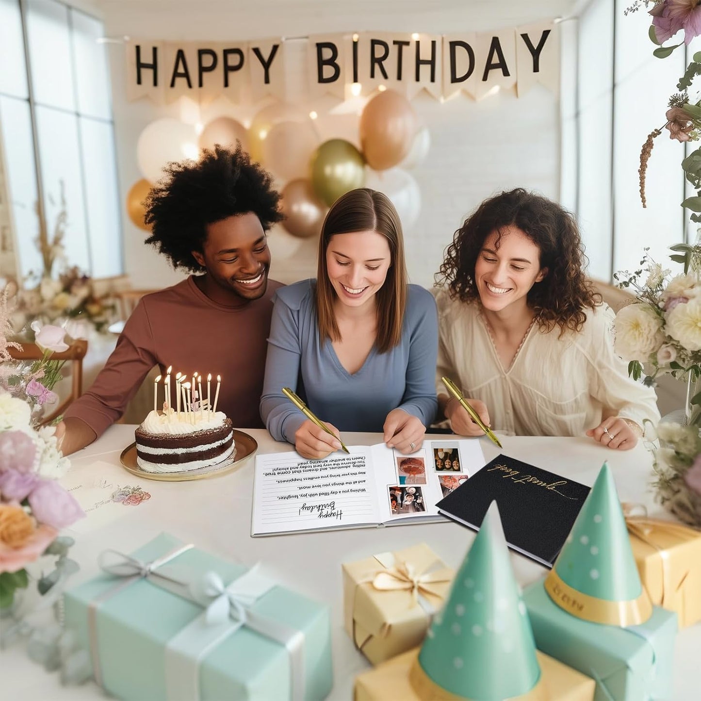 Wedding Guest Book Personalized 2025 - Leather Photo Guestbook for Reception Parties, Baby Showers, Birthdays, Special Events - 112 Pages Blank and Lined Thick Paper Guest Book