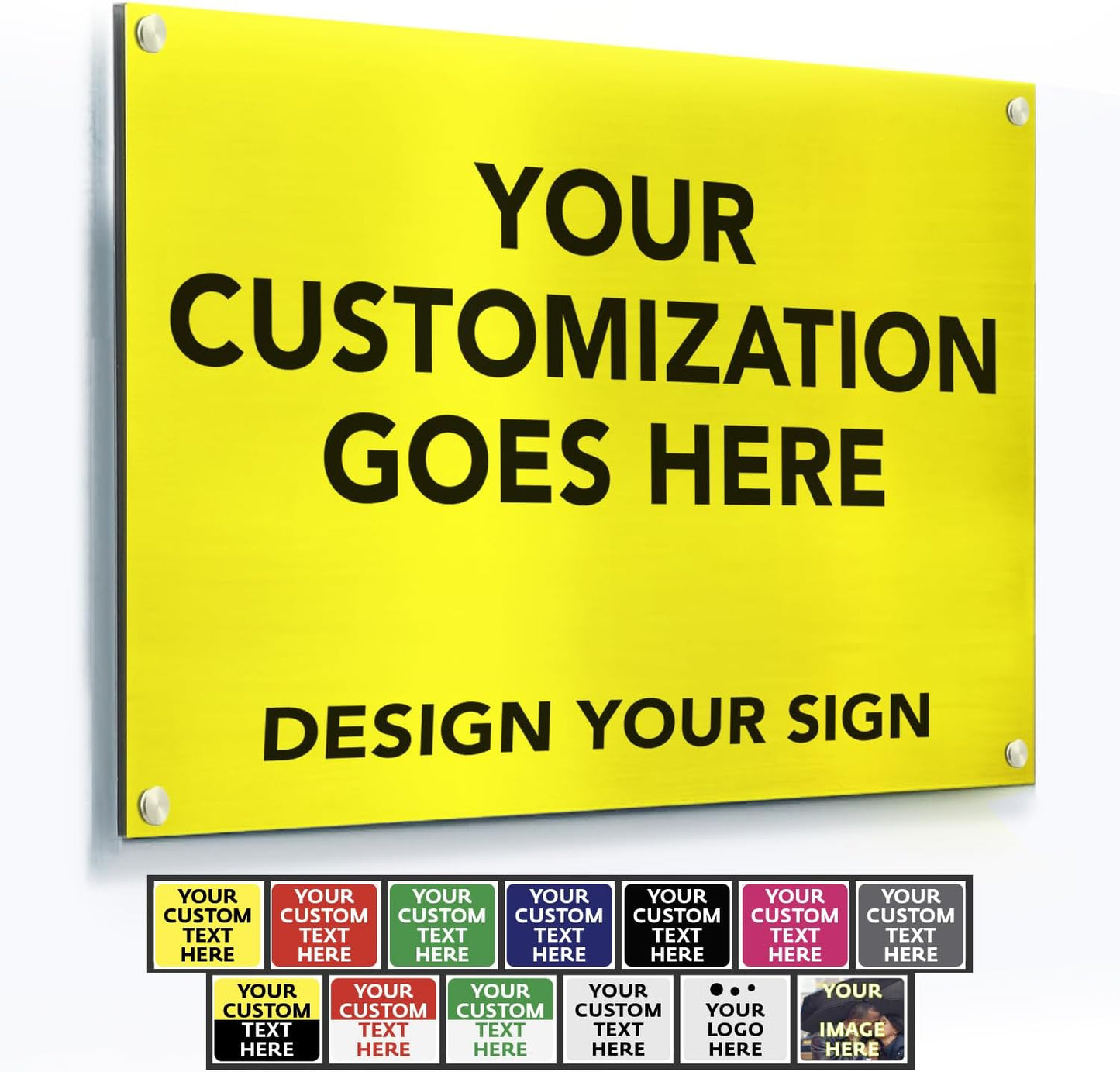 Custom Metal Signs, Personalized Aluminum, Customized Safety, Business Signs, Waterproof Outdoor, White Aluminum (Yellow Background, 10x7 In)