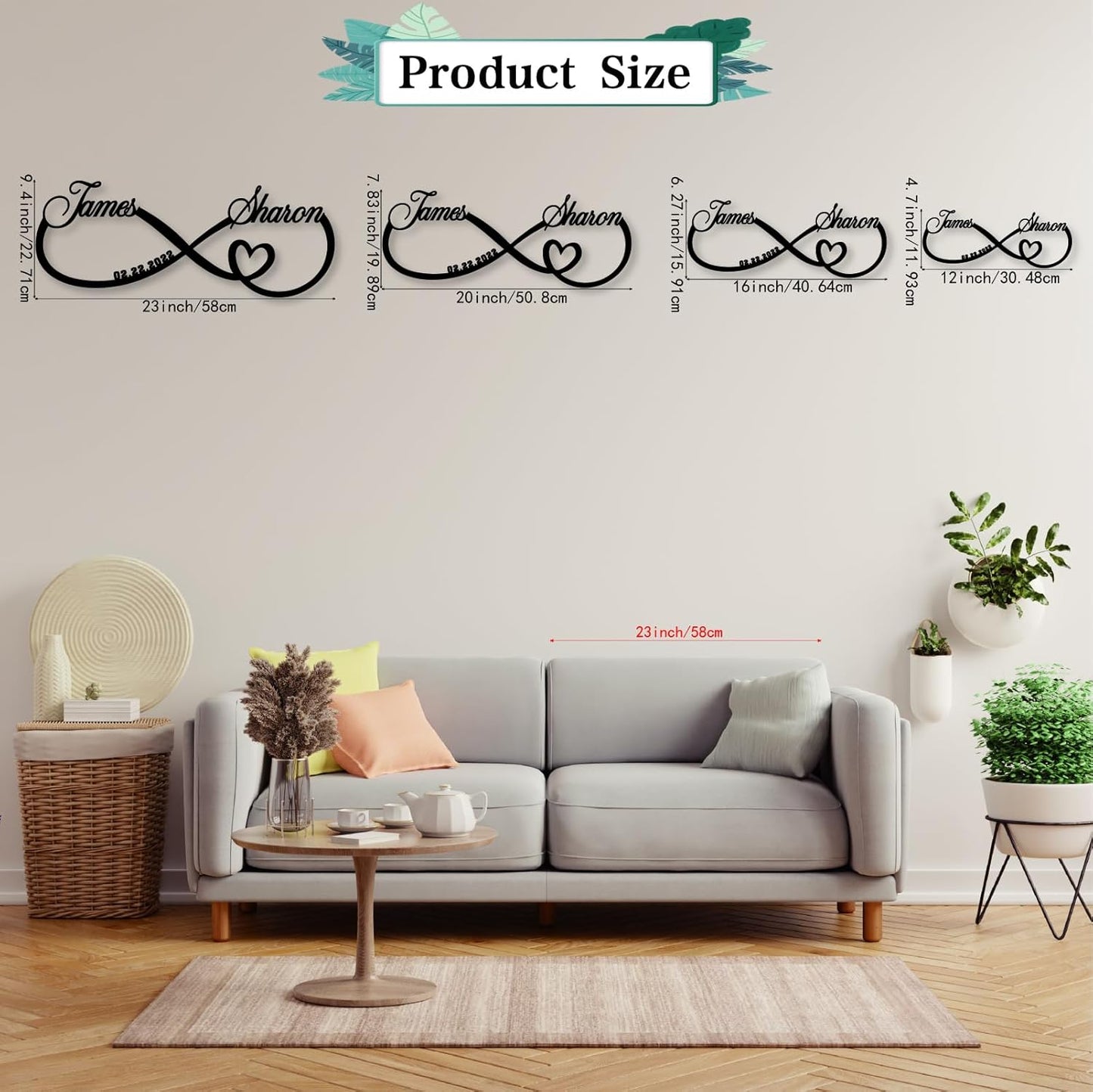 Personalized Custom Infinity Heart Sign, Metal Infinity Sign, Infinity Heart Wall Decor, Custom Name Signs, Romantic Home Decor For Anniversary Or As Valentines Day Decoration