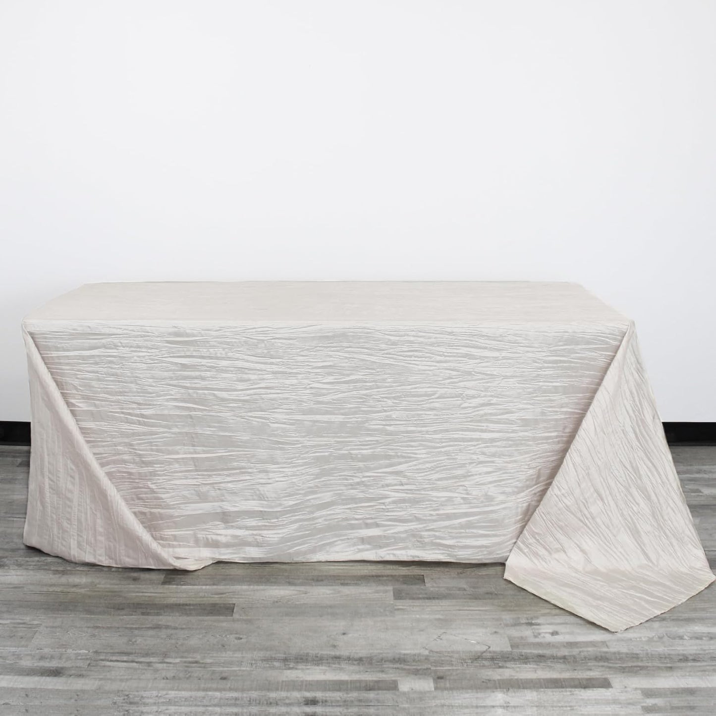 YOUR CHAIR COVERS - 90 x 132 Inch 6 ft Ivory Rectangular Crinkle Taffeta Tablecloth – Elegant Table Linen for Rectangular Tables, Weddings & Events