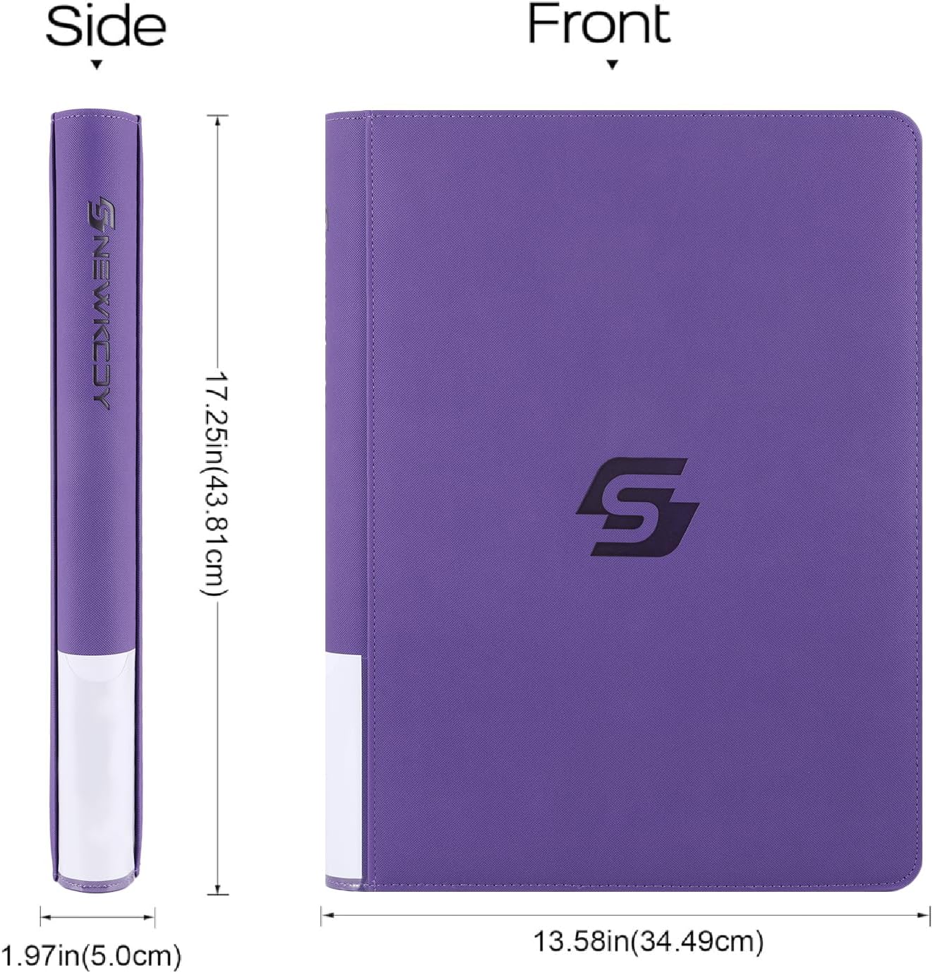 Snekdy premium 1024-pocket trading card binder, 16-pocket cards album, waterproof PU-leather Cover album with side loading, holds gaming, baseball, basketball & sports cards (Purple)
