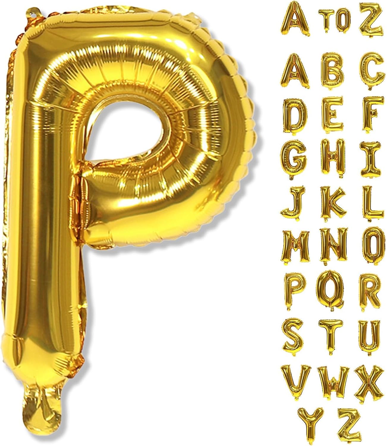 Giant P Alphabet Balloon Letters, Gold Self Inflating Custom Letter Balloons Birthday Decor, 40 Inch Helium Mylar Foil Name Word Balloons for Girls Men Anniversary Party Graduation Decoration Supplies