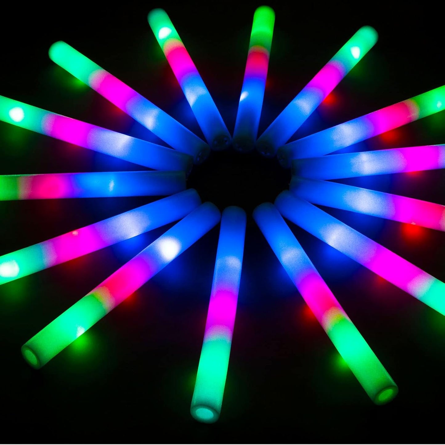 105 PCS LED Foam Glow Sticks, Glow Sticks Bulk Party Pack with 3 Modes Colorful Flashing, Glow in The Dark Party Supplies, Light Up Foam Sticks for Wedding, July 4th, Birthday, Raves, Concert