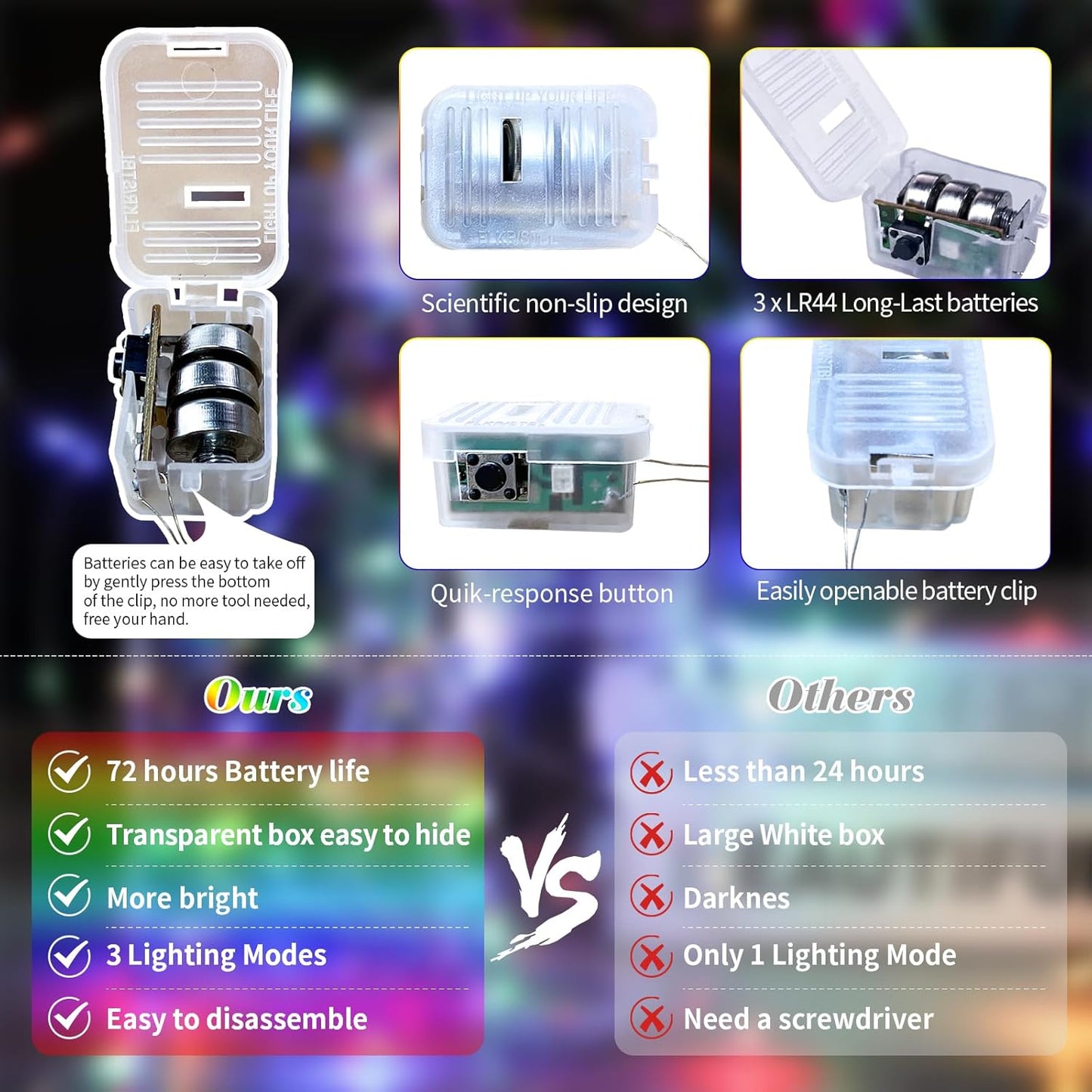 ZGWJ 12 Pack Fairy Lights Battery Operated, 7ft 20 Mini LED Fairy String Lights Silver Wire 3 Modes for DIY, Parties, Wedding, Bedroom, Halloween Christmas Decoration Mixed-Color