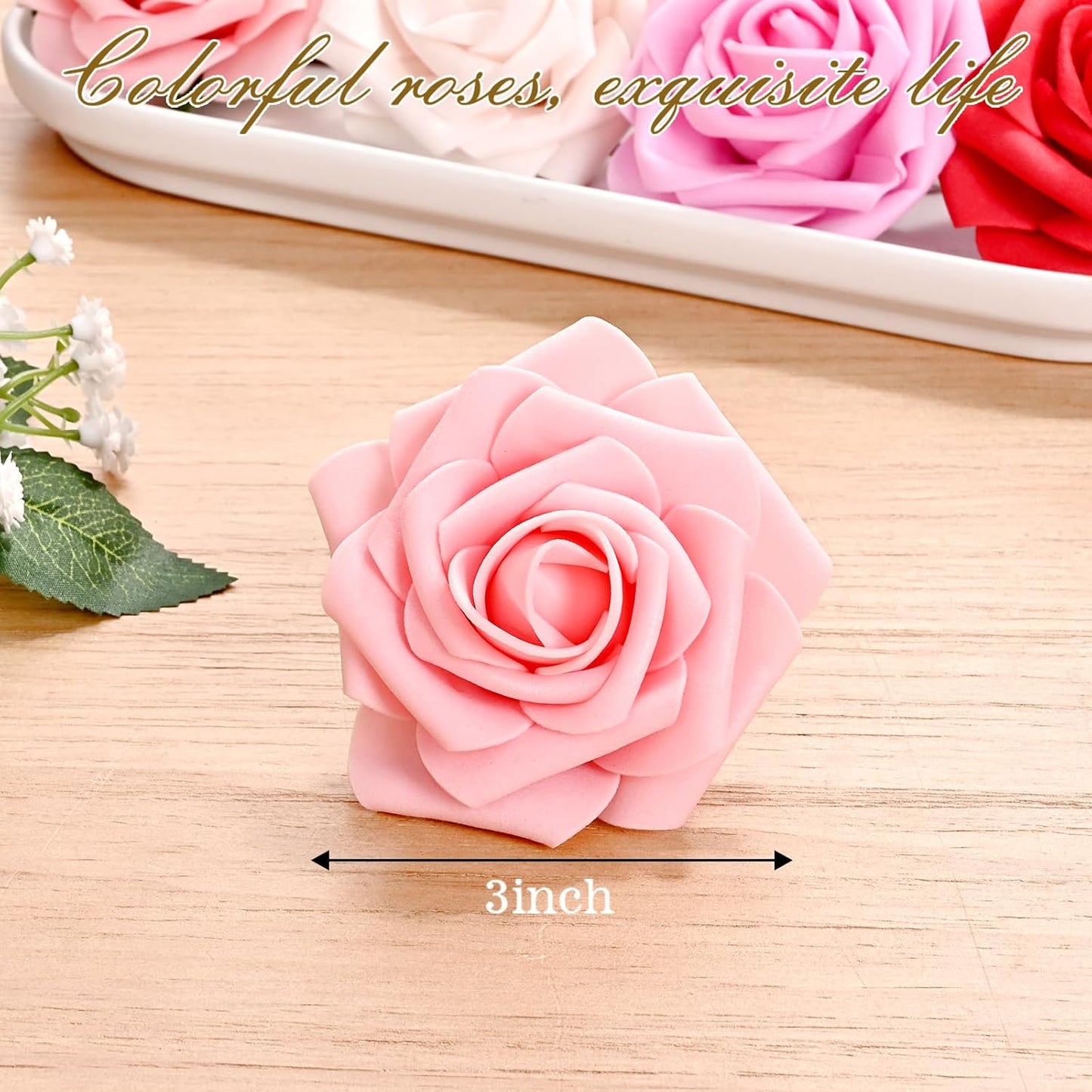 BLEUM CADE 16Pcs Artificial Flowers Fake Roses with Stems, Gradient Red & Pink Boxed Foam Roses for DIY Bouquets Centerpieces Wedding Party Arrangement Bridal Shower Decor