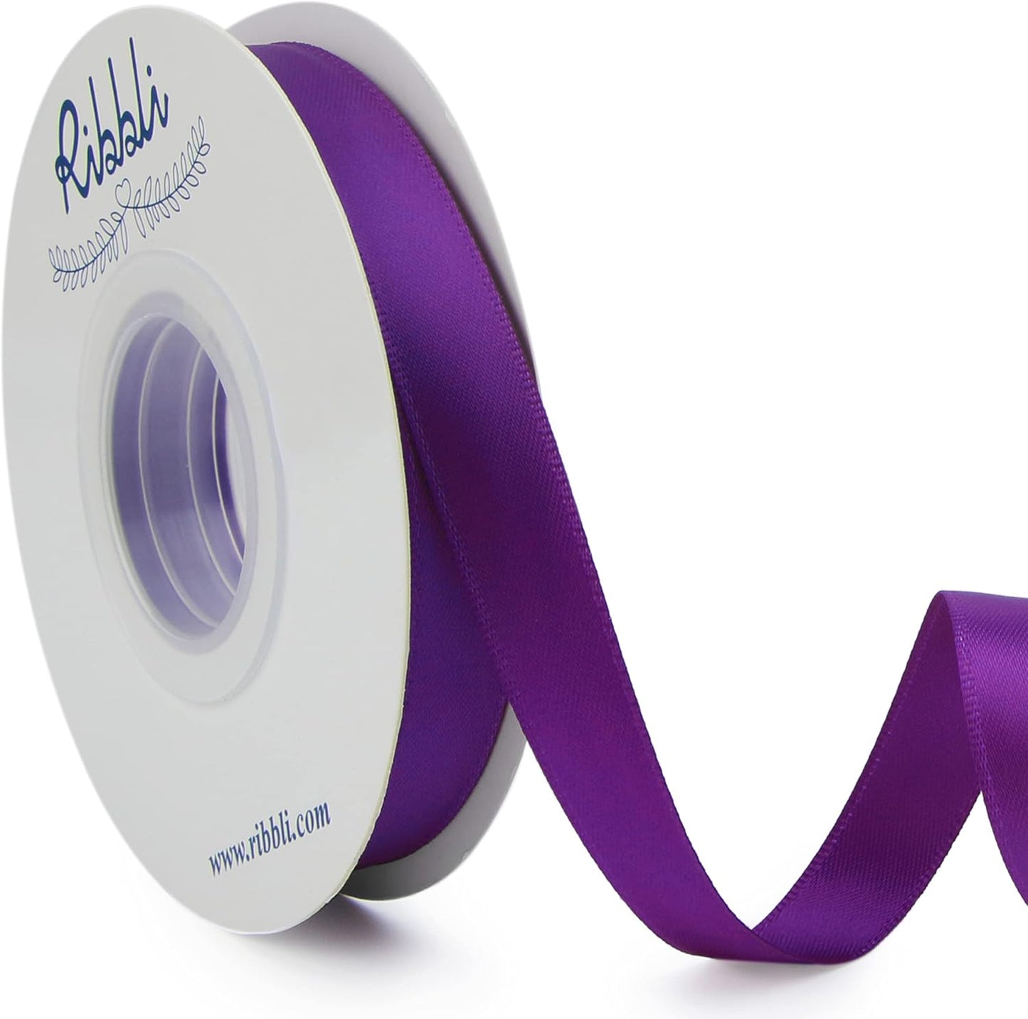 Ribbli Purple Double Faced Satin Ribbon,1/2 Inch x Continuous 25 Yards,Use for Craft Bows Bouquet, Gift Wrapping, Wedding Decoration, Floral Arrangement