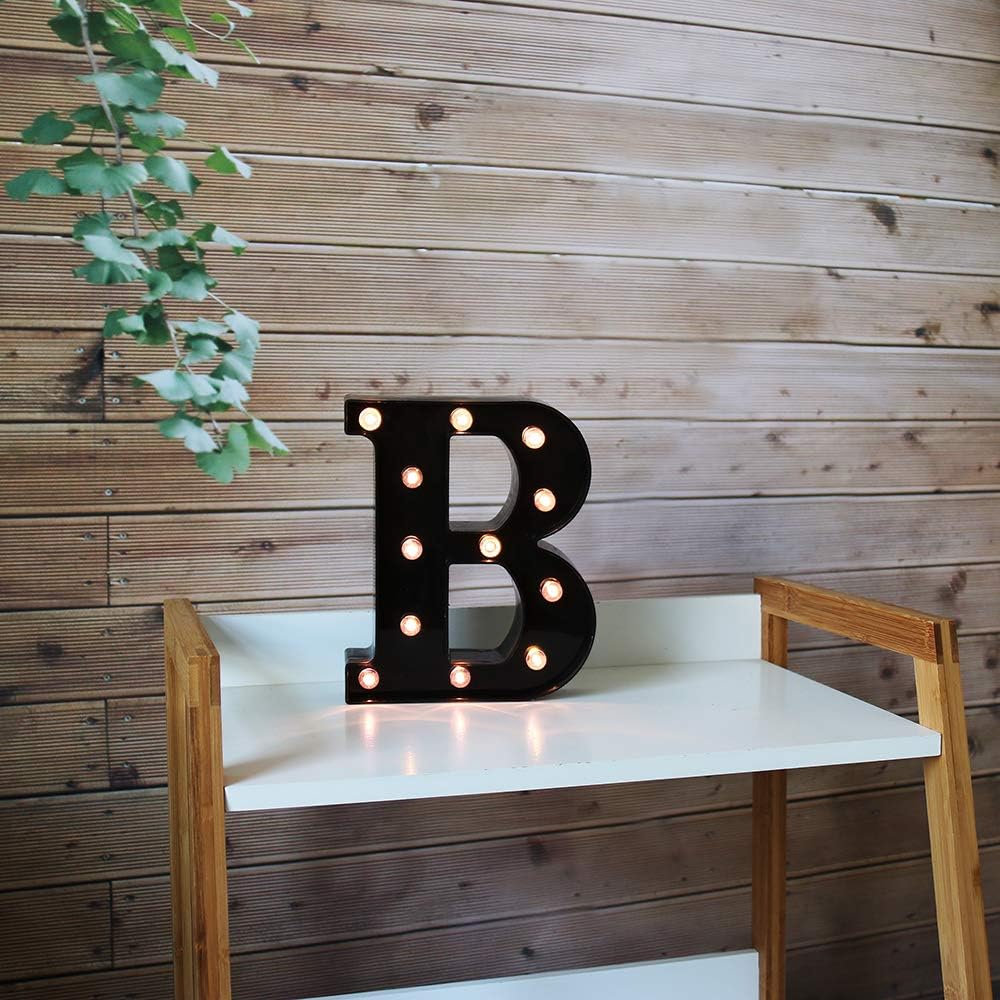 Light Up Black Alphabet Marquee Letters Sign LED Marquee Number Lights Sign for Night Light Home Bar Christmas Lamp Birthday Party Wedding Decorations B