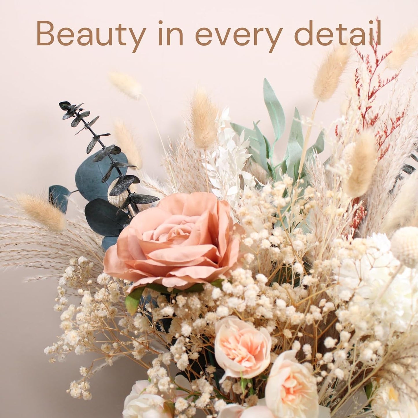 100pcs High End Artificial Flowers Dried Pampas Decor With Vase, Kitchen Island Decorations, Coffee Table Centerpiece Premium Decor, Thanksgiving Christmas Centro De Mesa de Comedor, Adornos Para Sala