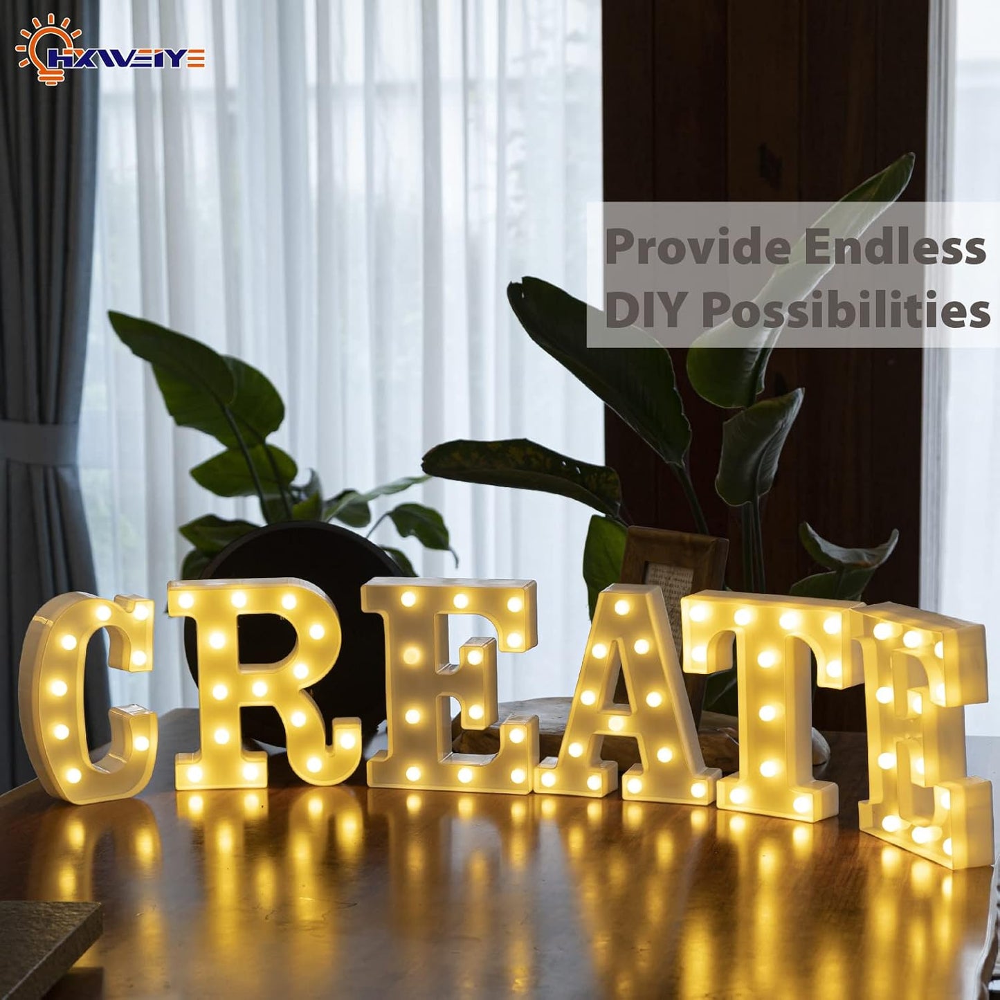 HXWEIYE LED Marquee Letters Lights Sign - 26 Alphabet & Number 0-9 Warm White Led Letters for Bar Party Birthday Home Wedding Decor