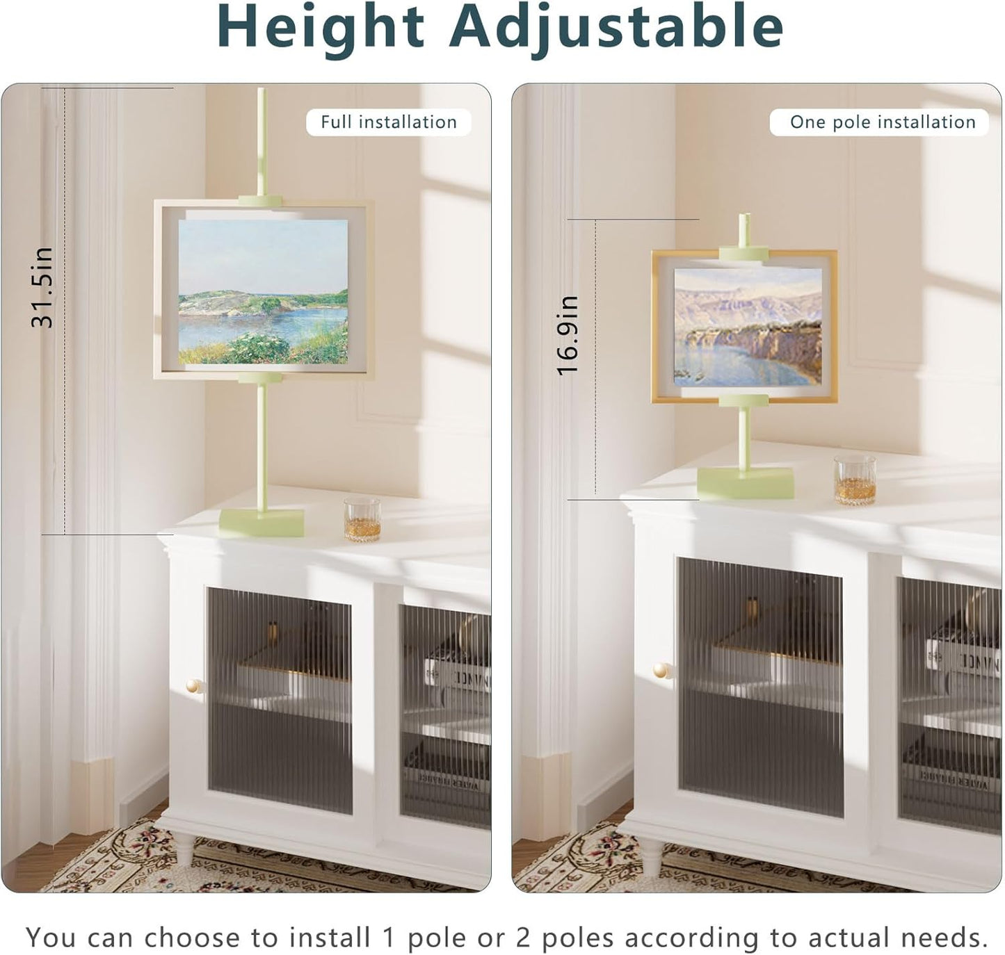 Tabletop Picture Frame Stand, Adjustable for Frames Up to 29" H, Frame Holder Stand Table Easels for Display, Metal Standing Easel Display Stand for Picture Frames, Artwork (Mint Green)