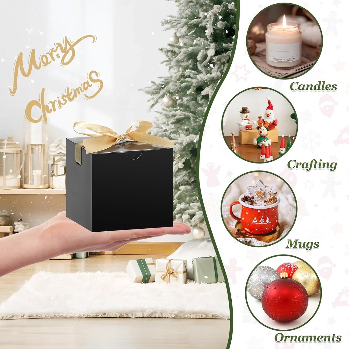 DOYIDE Small Gift Boxes, 20 Pack 5x5x5 Inch Black Elegant Paper Boxes with Ribbons, Crafting, Christmas Gift Box Wedding Party Favor, Cupcake, Candy, Bridesmaids Proposal Box