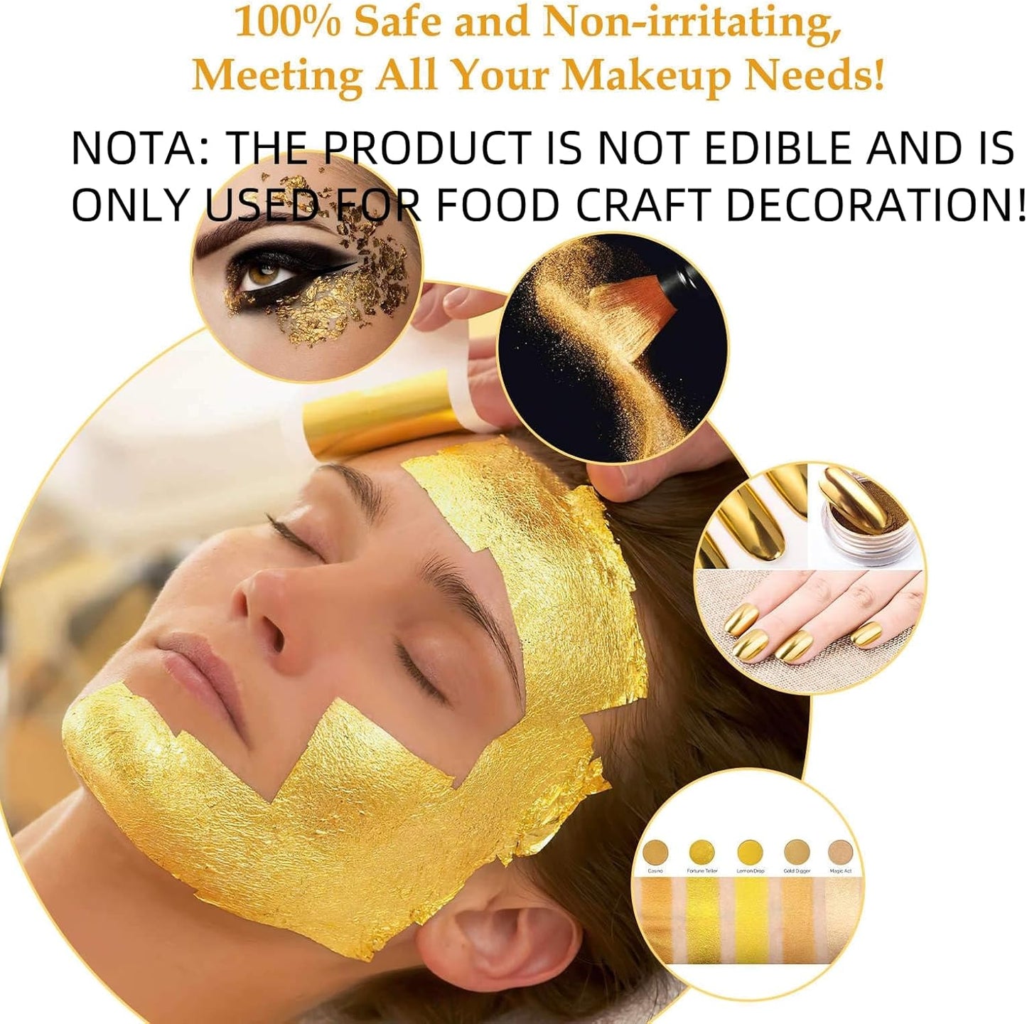 20 Sheets Gold Flakes, Premium 24K Gold Leaf 3.15×3.15 Inches Craft Art Decoration Perfect for Decorating Cakes Desserts Drinks Ice Cream Sushi