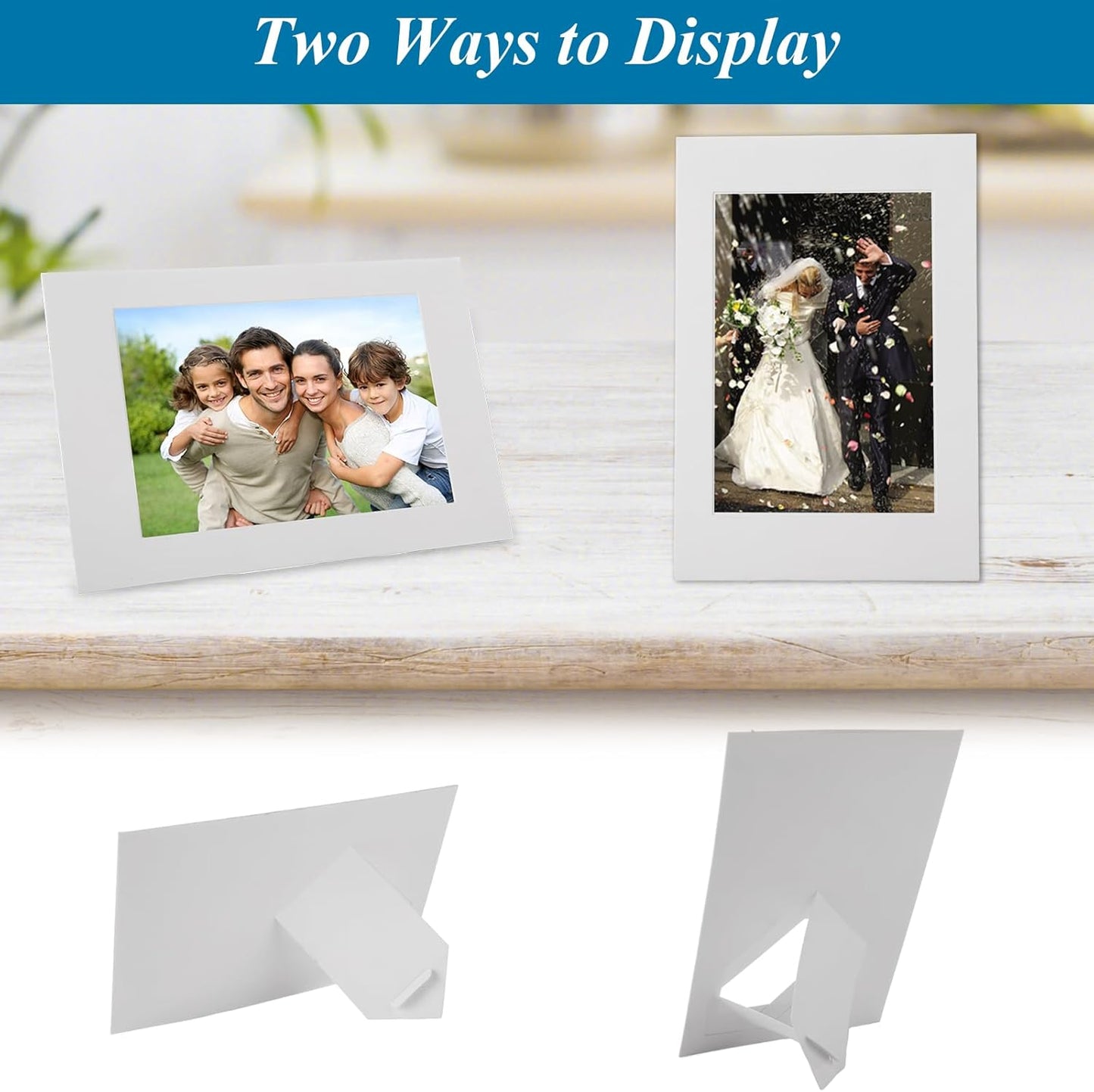 SHUESS 100 Pack White Paper Picture Frames 4 x 6 Standing Cardboard Photo Frames with EaselPaper Photo Frames Cards, Gallery Frames Bulk DIY Photo Banner for Family Christmas Graduation Wedding Display