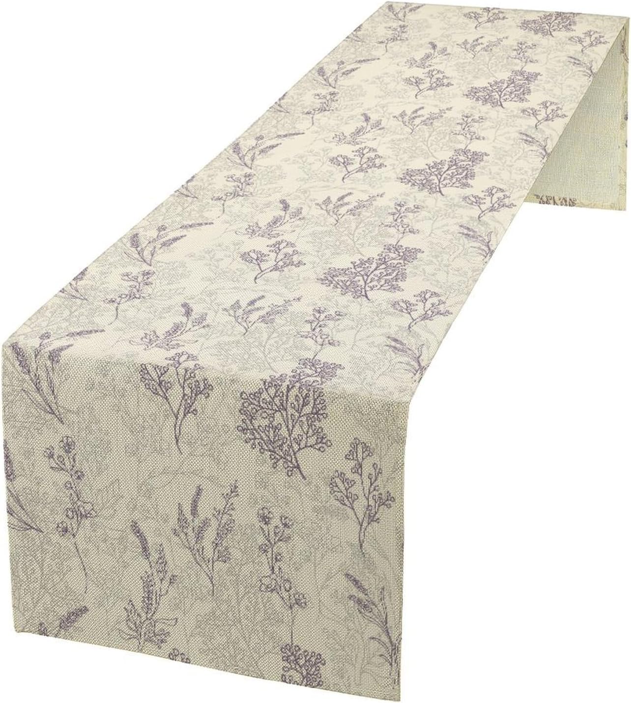 Purple Lavender Table Runner Vintage Watercolor Modern Kitchen Restaurant Decoration Suitable for Indoor and Outdoor Wedding Party Banquet Table Runner 13x90 Inch