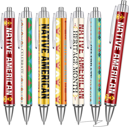 24 Pcs Native American Heritage Month Appreciation Gifts Pens Native American Ballpoint Pen Thank You Work Pen Birthday Gifts for Native American Men Women Retired, 6 Styles