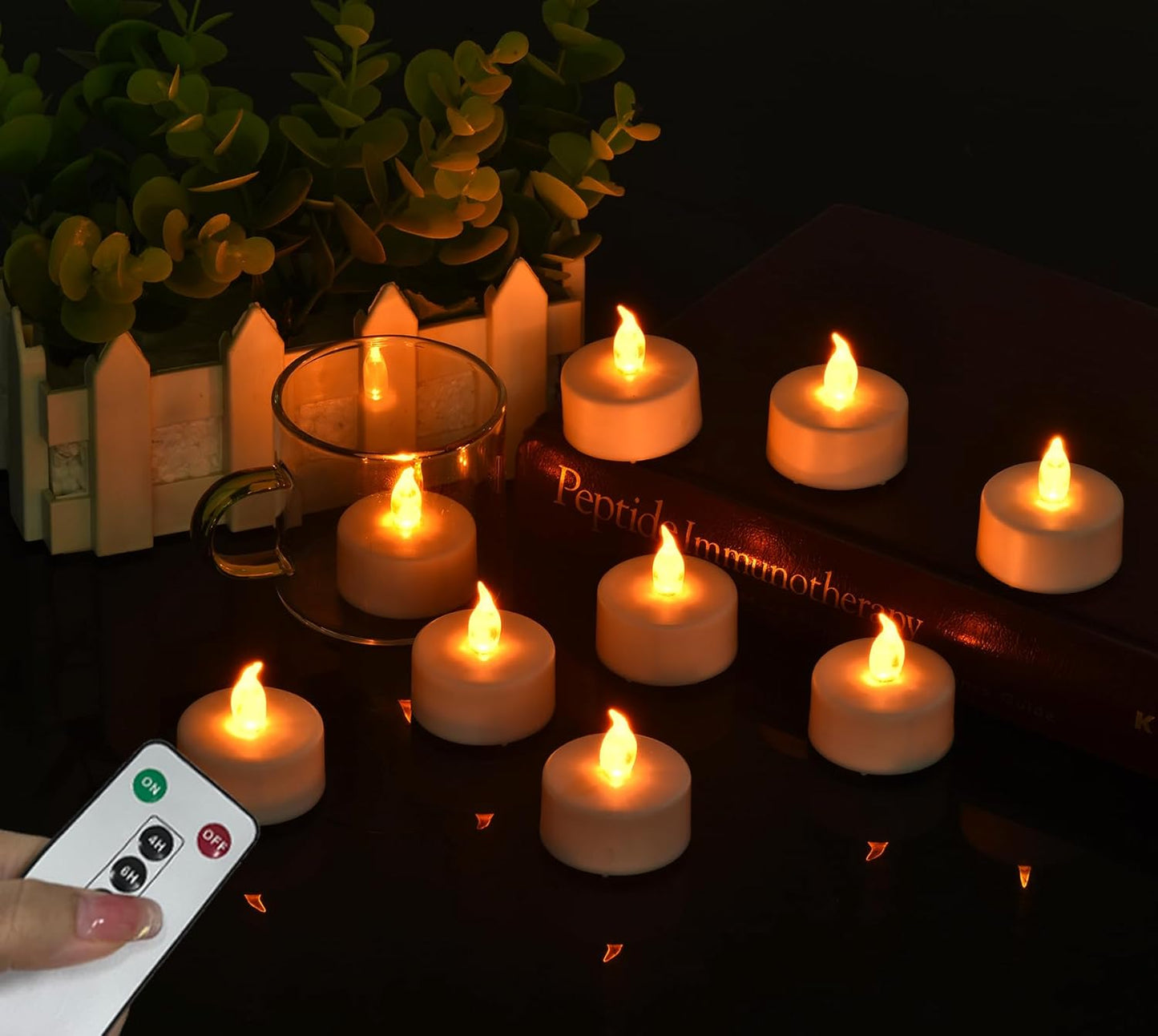 Tea Light Candles with Remote Control,Flickering Flameless LED Candle,Long Lasting 400+Hours,Battery Operated with Timer for Home Decoration Seasonal &Festival Celebration WarmYellow (24pcs)