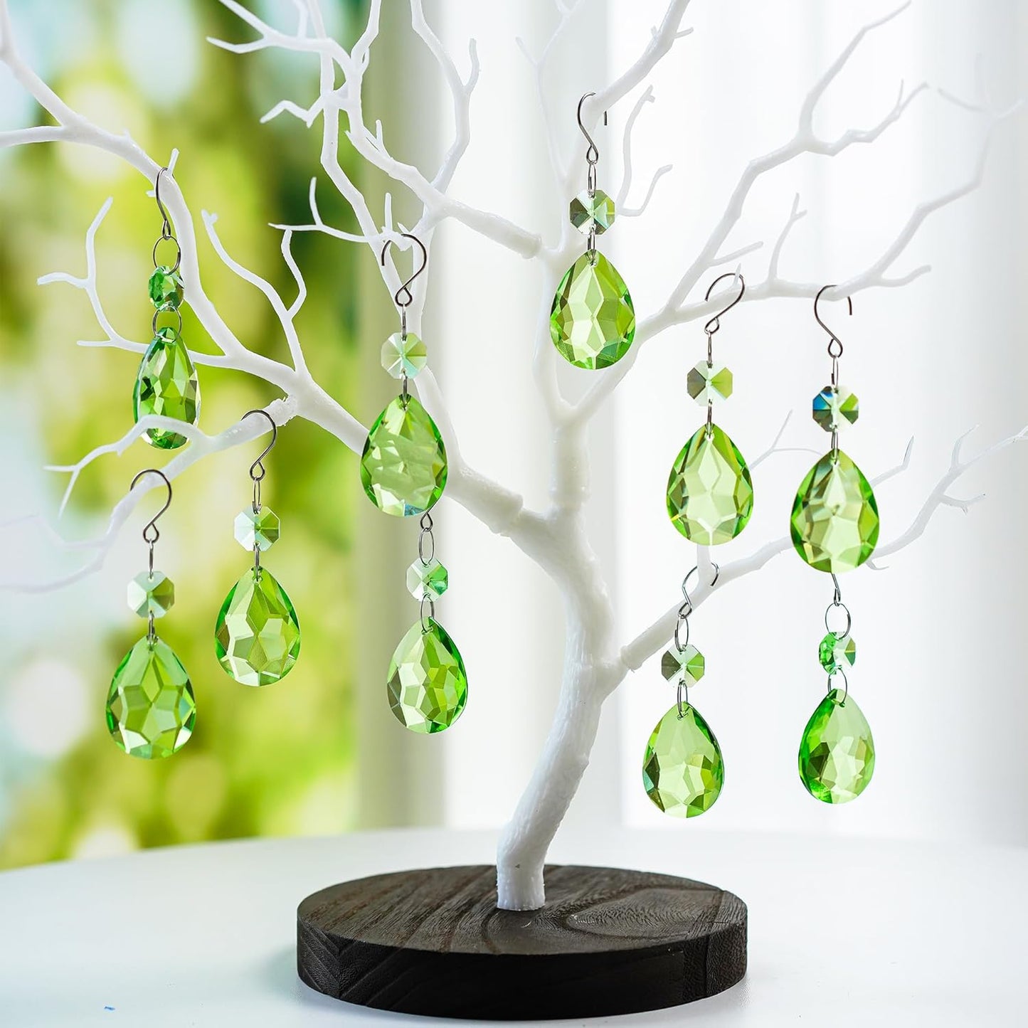 H&D HYALINE & DORA 3Inch Crystal Suncatcher Bauhinia Prisms Pendants 10Pcs Chandelier Crystals Replacement Hanging Sun Catcher Beads for DIY Arts Crafts Decor (Green)