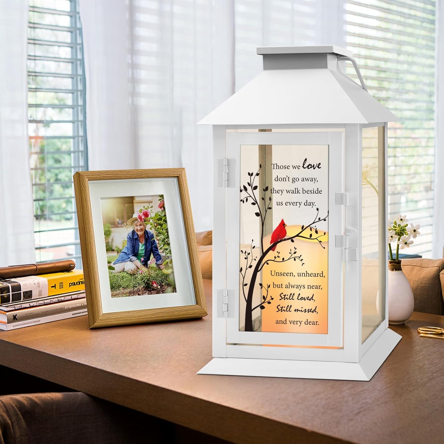 Memorial Lantern Bereavement Gifts in Memory of Loved One - Remembrance Sympathy Gifts for Loss of Mother or Father with LED Candle and Remote