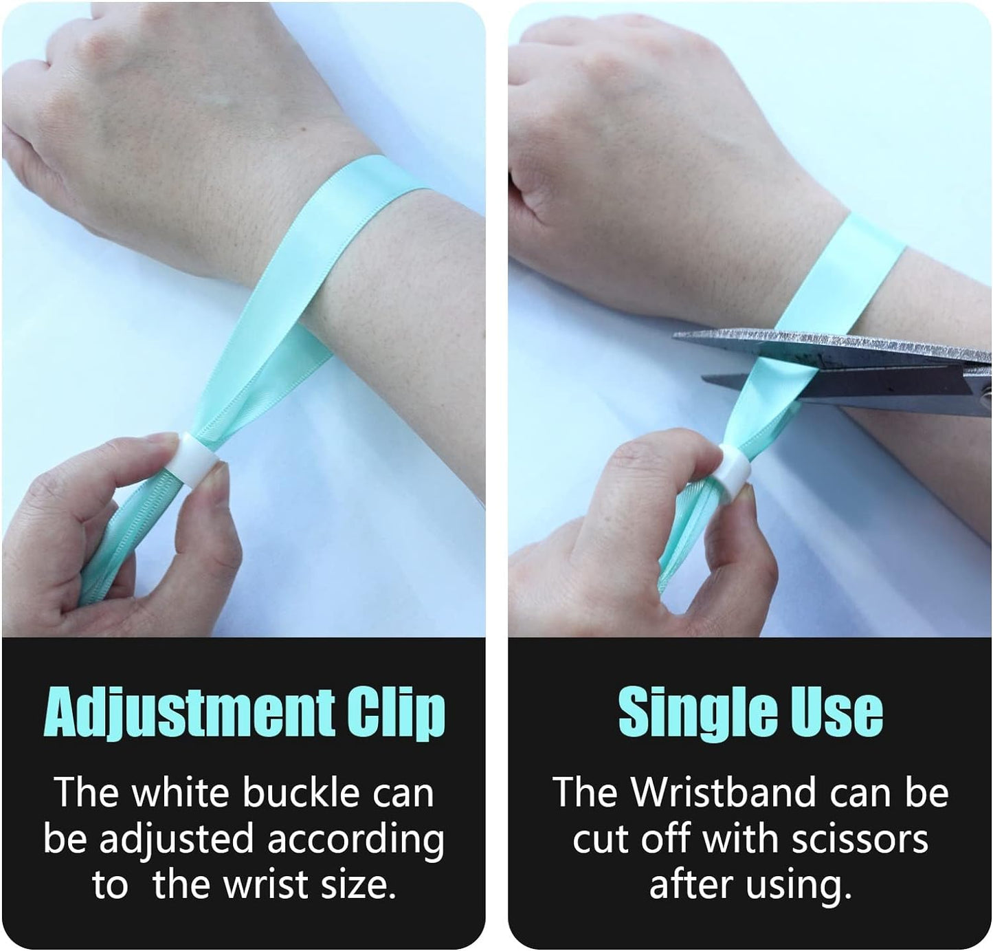 100 Pcs Cloth Event Wristbands, Event Wristbands, Colored Wrist Bands for Events, for Lightweight Concert Wrist Strap for Activities, Party Bracelets for Events (Color : Water Green)