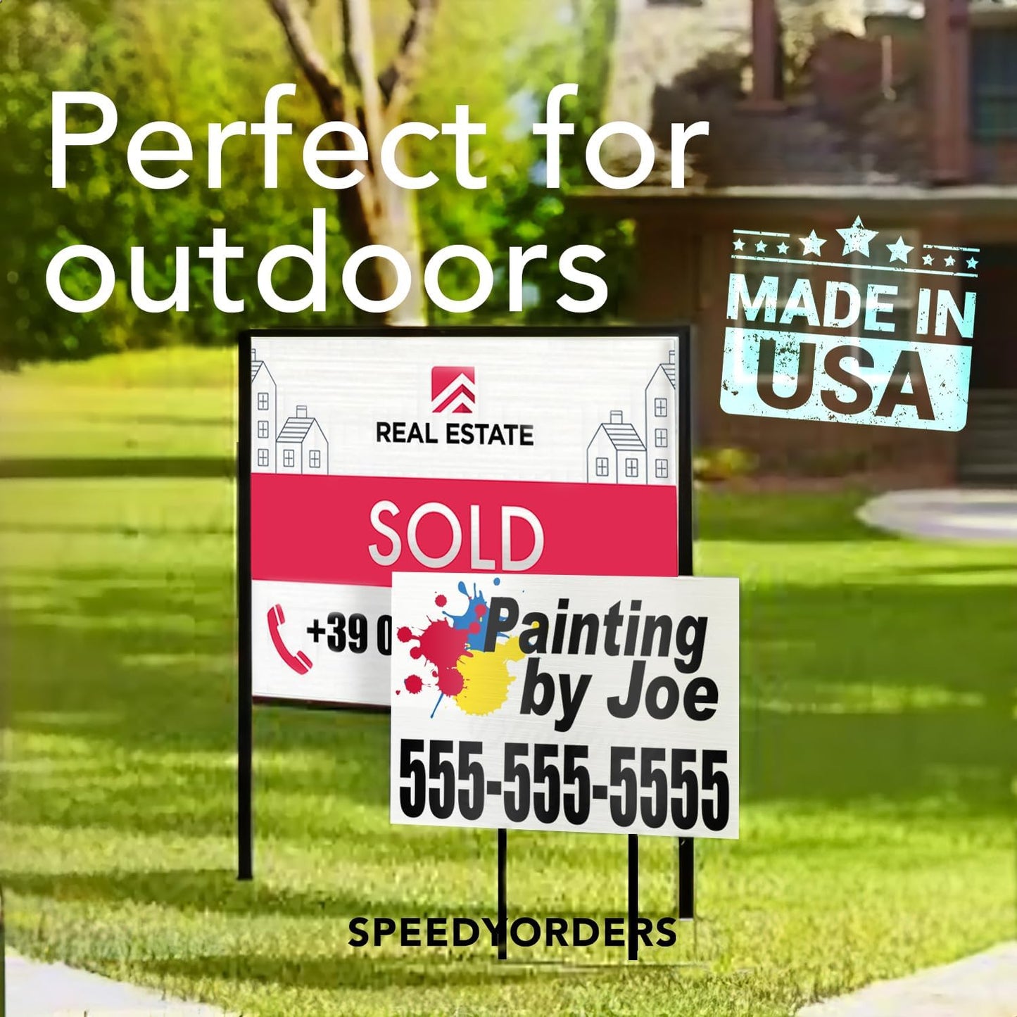 Custom Metal Business Signs, Personalized Aluminum Outdoor Signs, White Aluminum (Brown, 24x18 In)