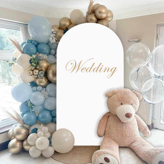 White Arch Cover - 6ft Backdrop Fabric Spandex for Wedding Arch Stand Frame - Round Top Chiara Cover for Birthday, Bridal Shower, Prom, Balloon Party Ceremony