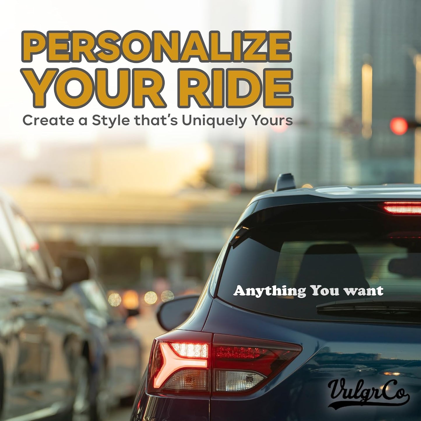 VulgrCo Custom Windshield Decal - Design Your Own Windshield Banner or Custom Window Decals for Cars, Trucks, SUVs - Durable Vinyl Windshield Stickers