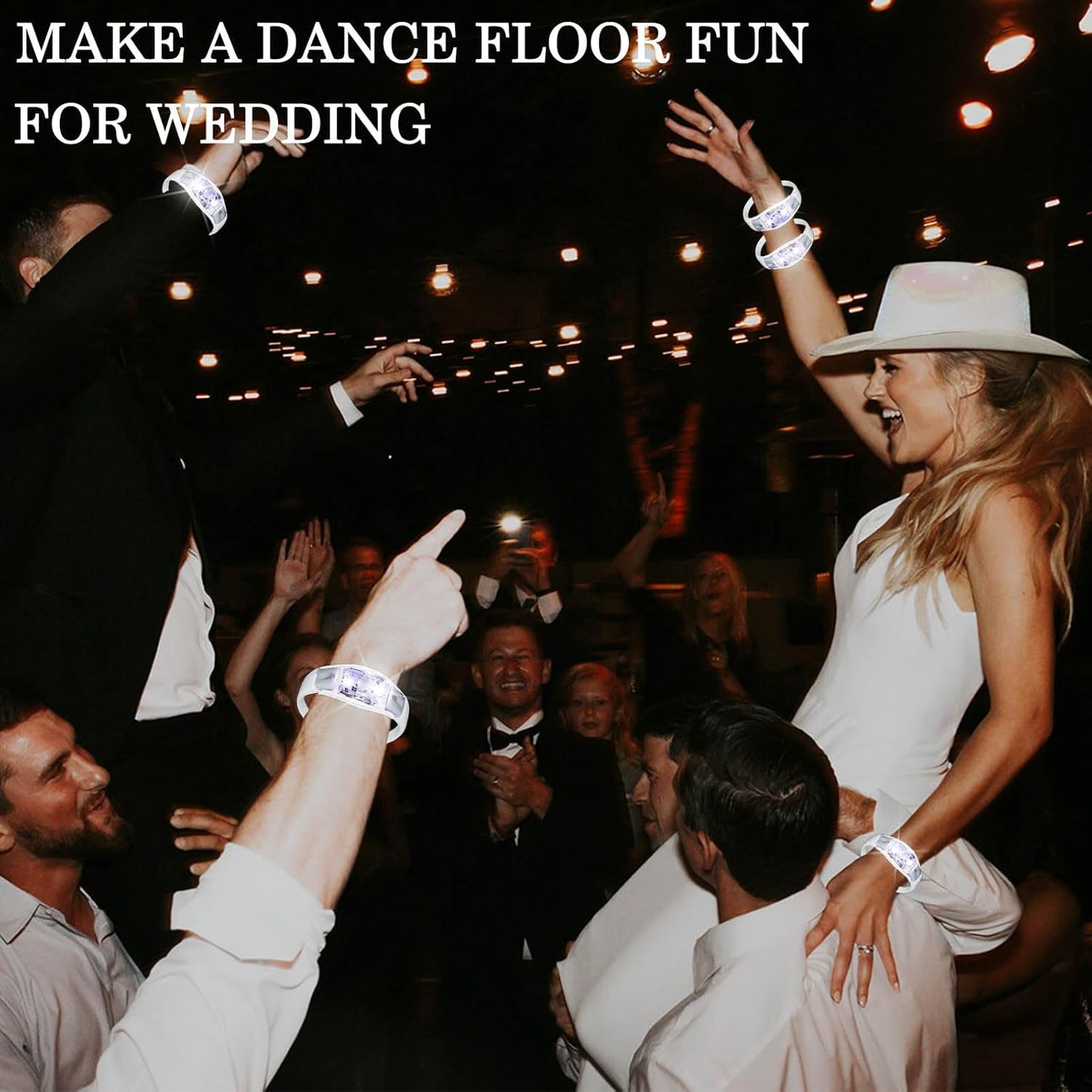 100 Pcs LED Bracelets Sound Activated with Flashing LED Strobe Music Control Light Up Bracelets for Rave, Game Prizes, Birthday Party Favor,Valentine's Day gift