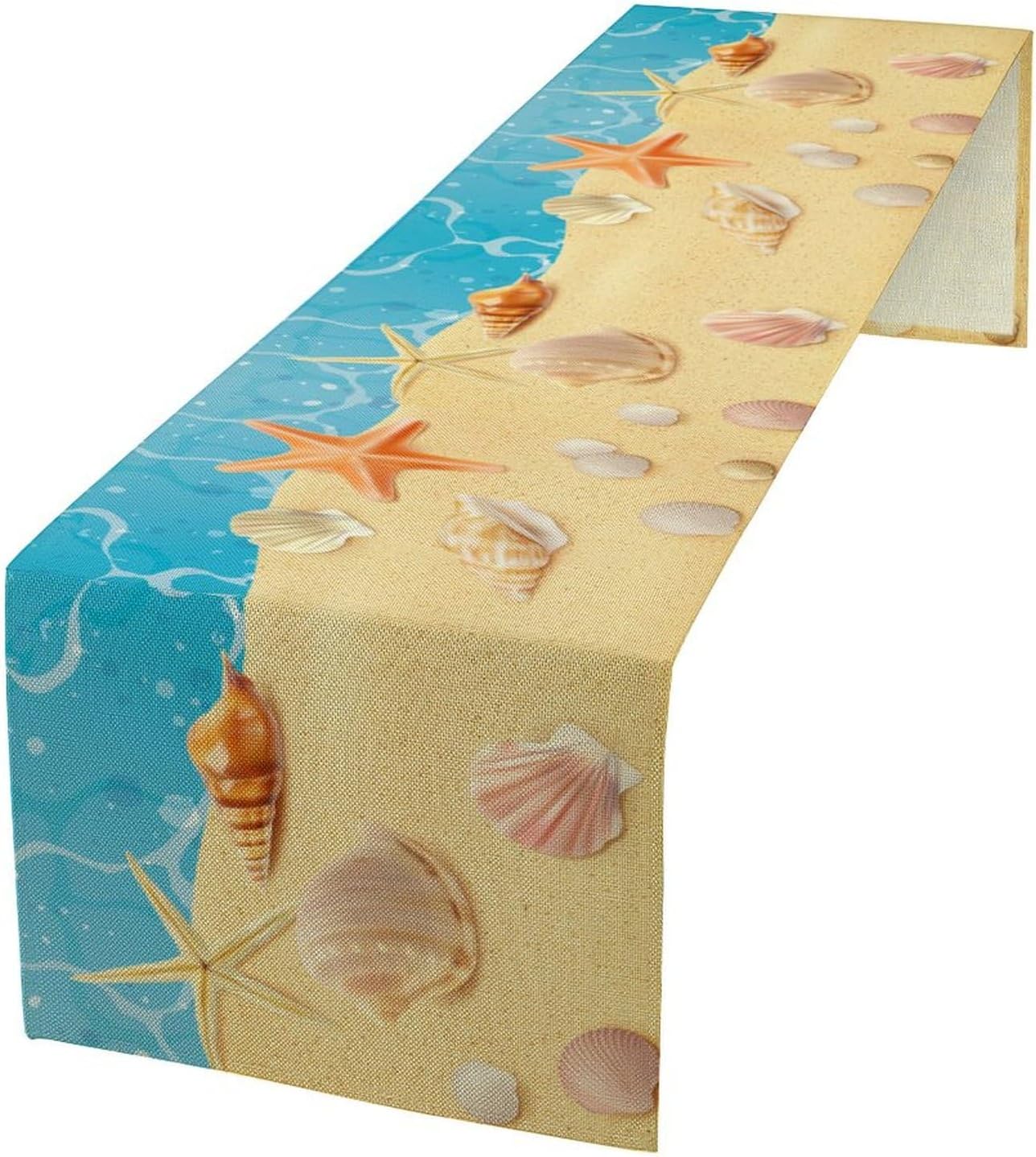 Sea Turtle Table Runner Marine Life Starfish Nautical Blue Green Ocean Theme Kitchen Table Decorations for Indoor Outdoor Home Party Decorations 13 * 70 Inch